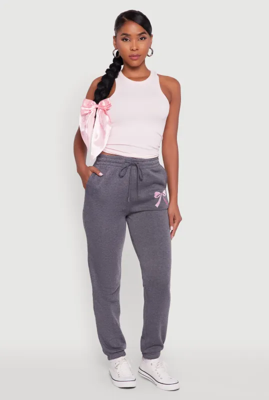 Drawstring High Waisted Embroidered Graphic Sweatpants sold by Rainbow