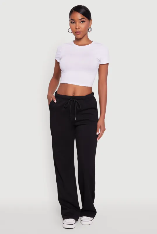 Drawstring Waist Wide Leg Sweatpants sold by Rainbow