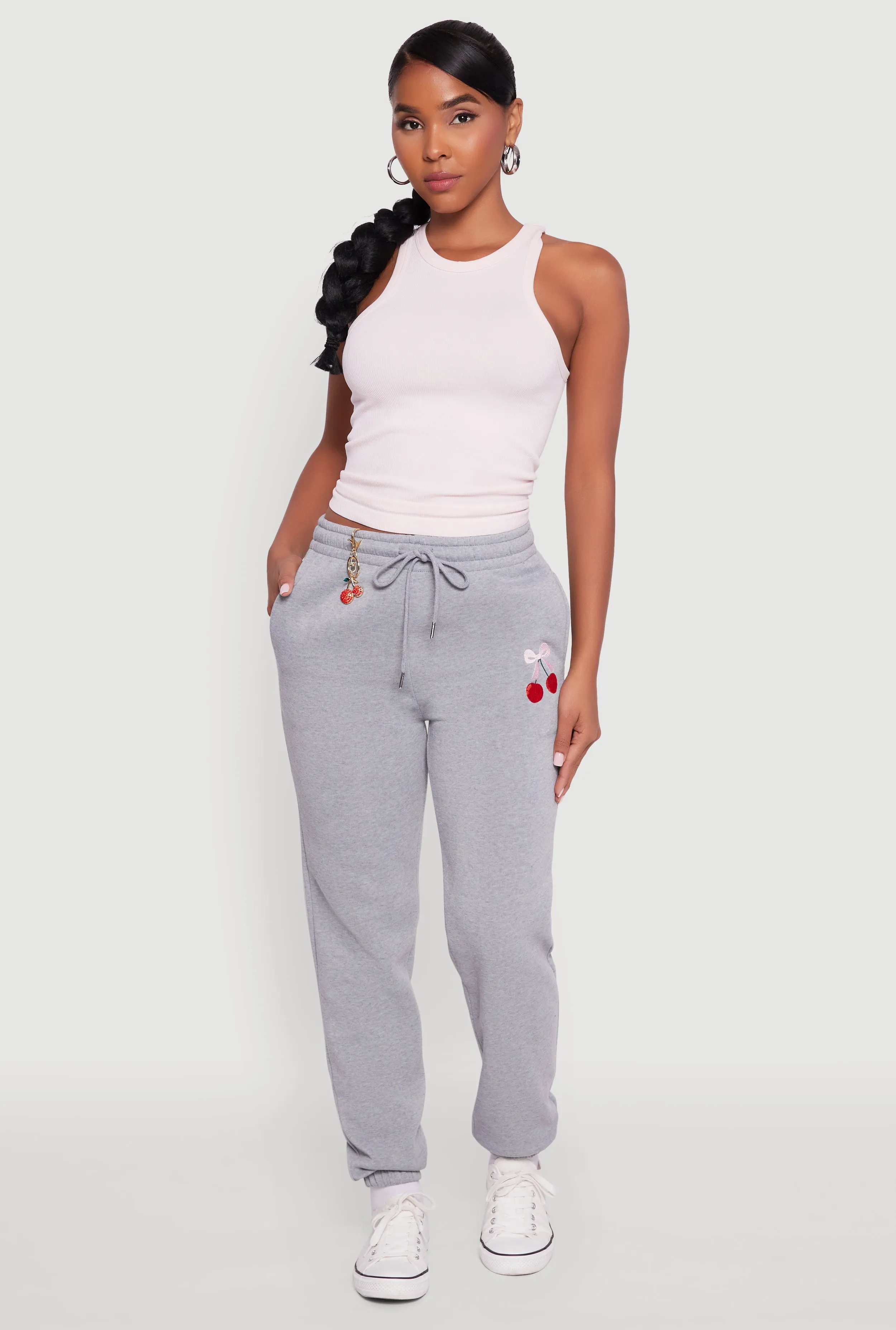 Drawstring High Waisted Embroidered Graphic Sweatpants sold by Rainbow