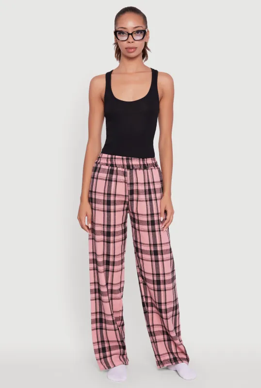 Plaid Flannel Drawstring Waist Pants and Graphic Socks sold by Rainbow