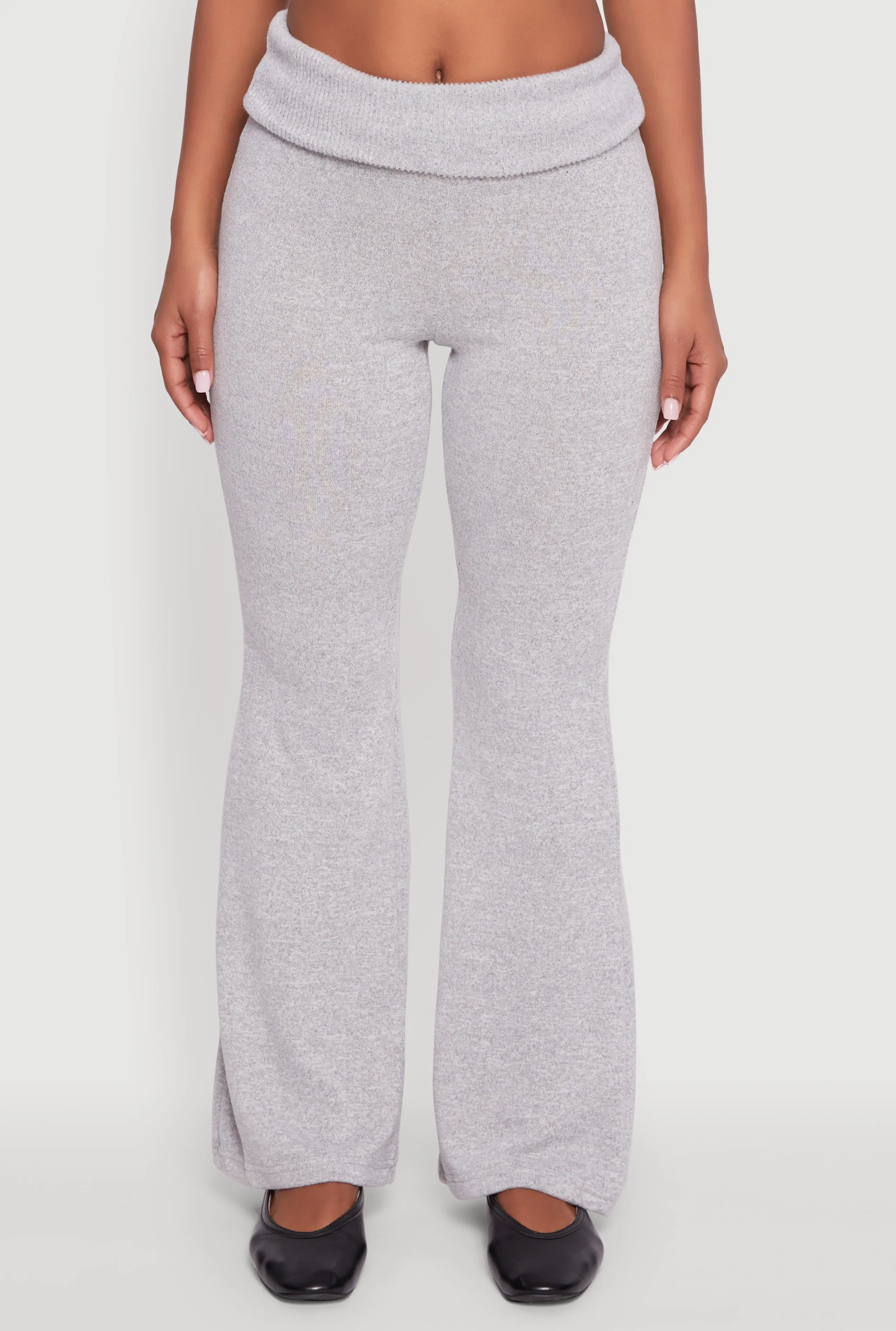 Brushed Knit Fold Over Flare Pants sold by Rainbow product image thumbnail 3