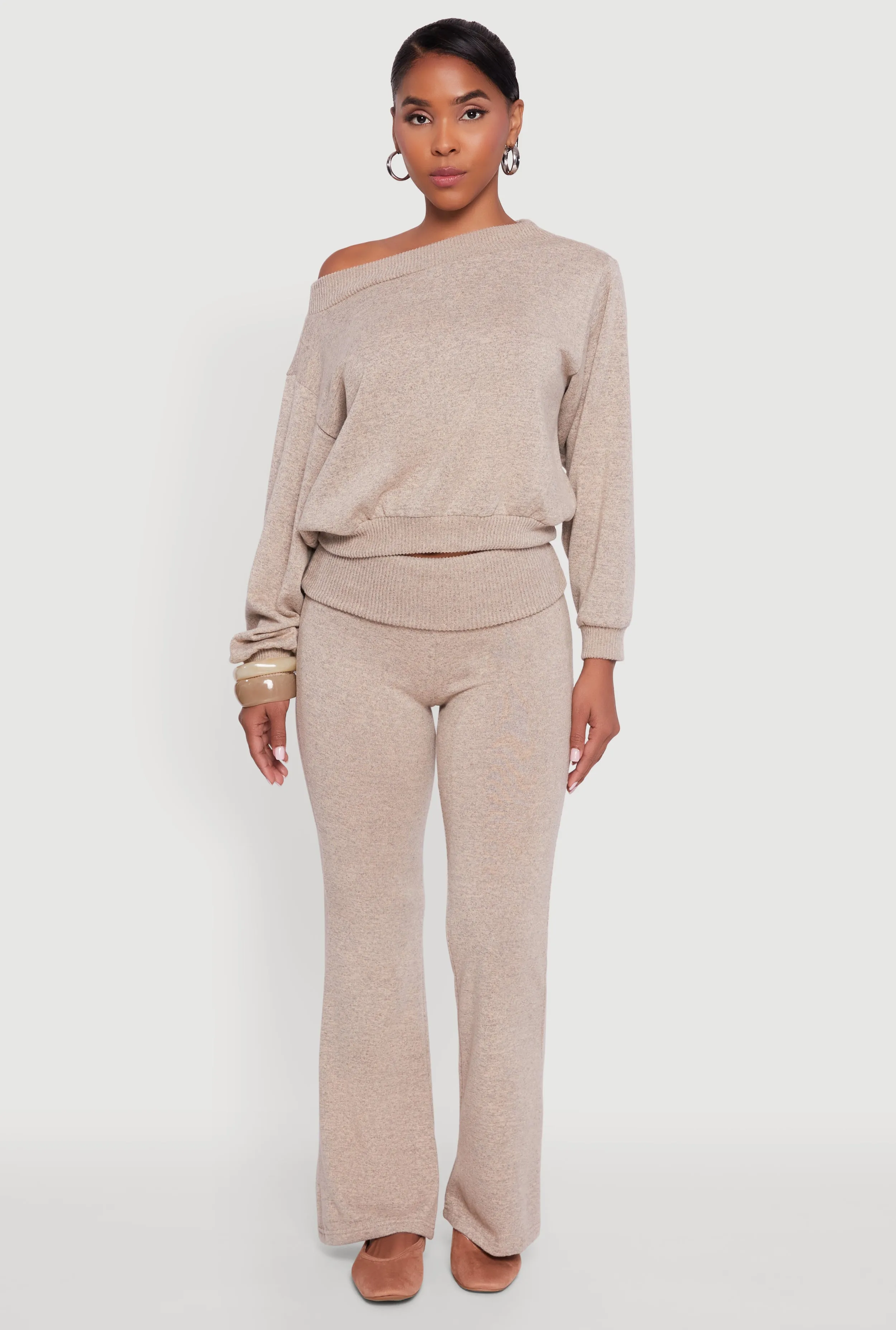 Off The Shoulder Long Sleeve Pullover Sweatshirt sold by Rainbow product image thumbnail 2