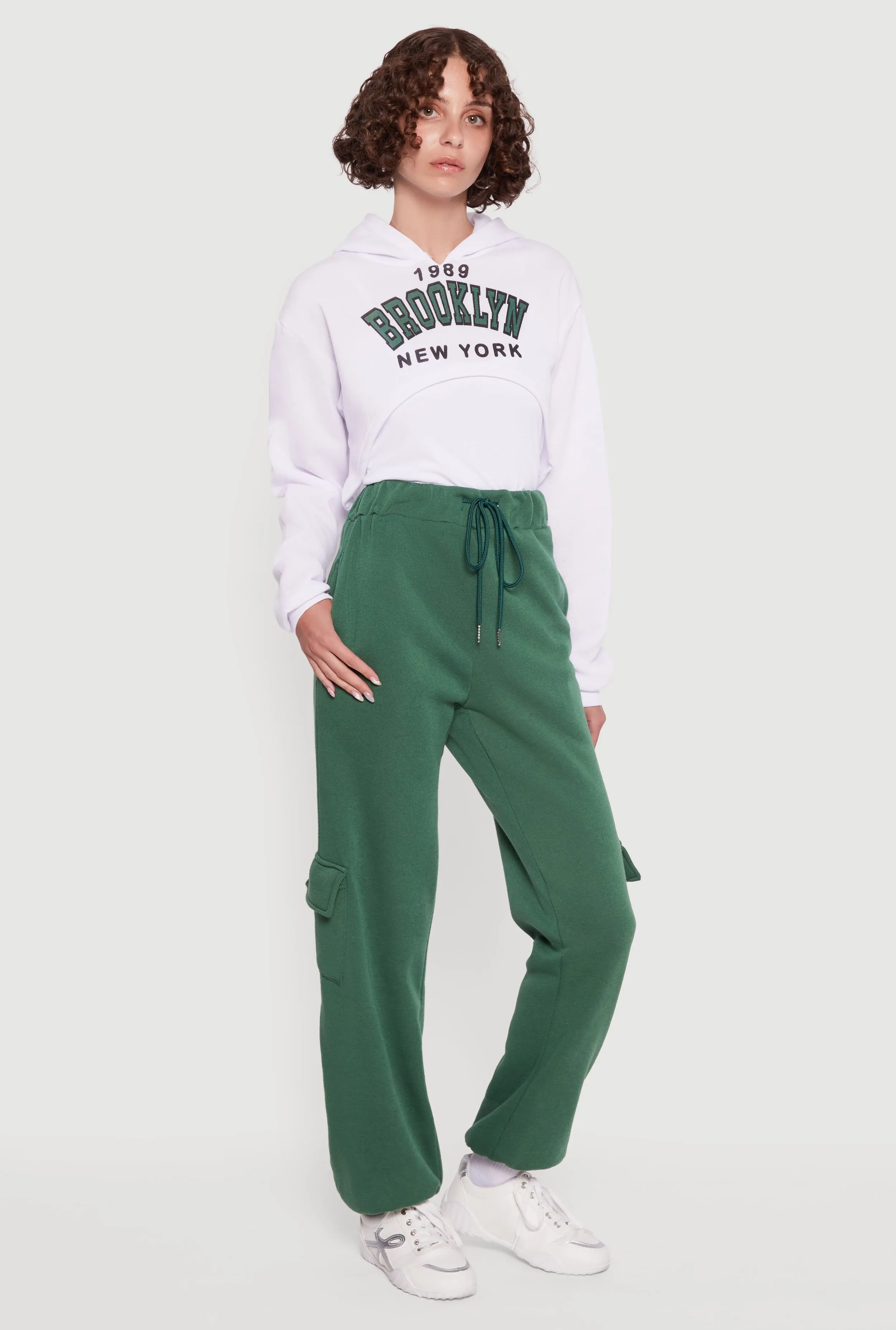 High Waisted Drawstring Waist Cargo Sweatpants sold by Rainbow