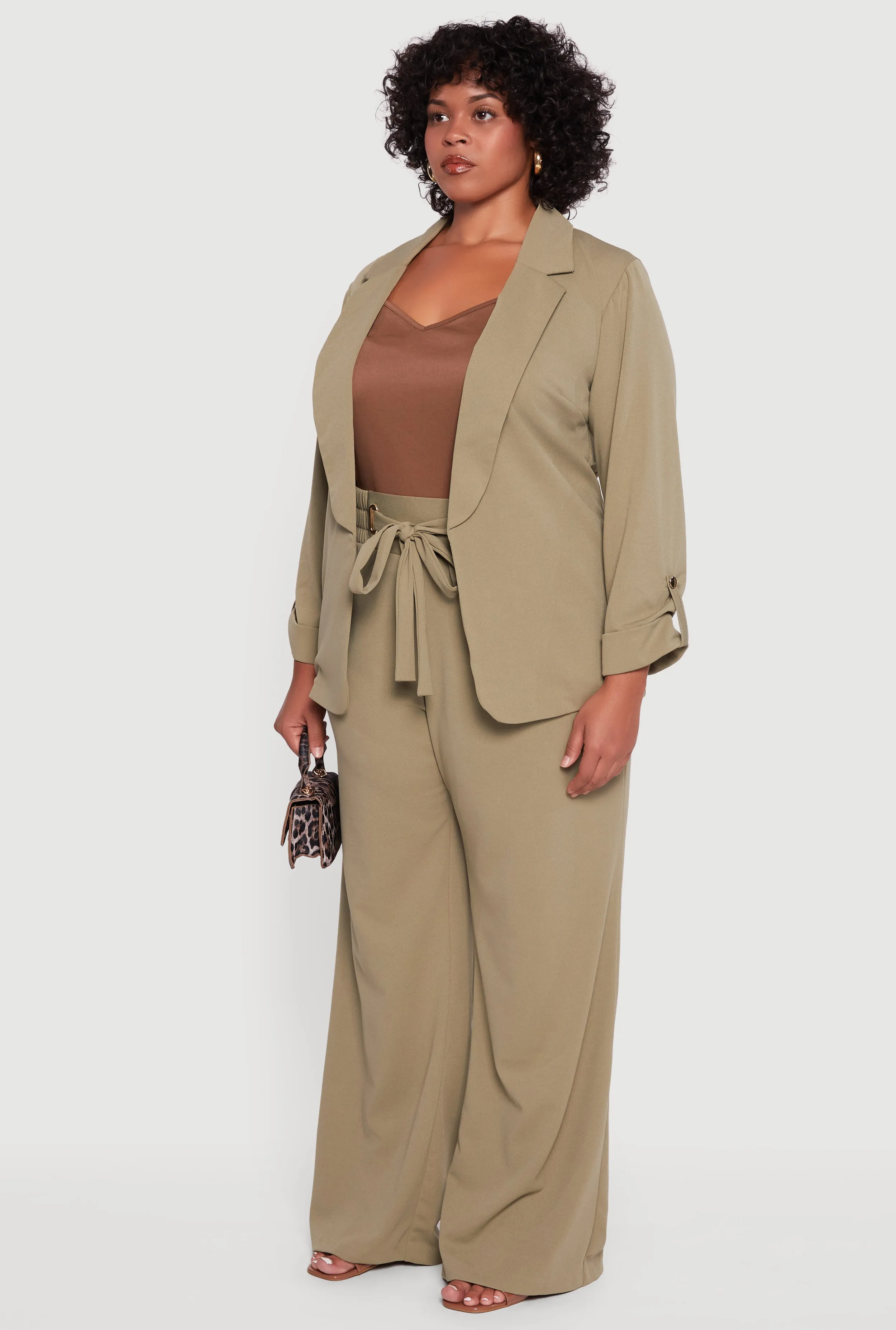 Plus Size Crepe Knit Long Sleeve Open Front Blazer sold by Rainbow product image thumbnail 5