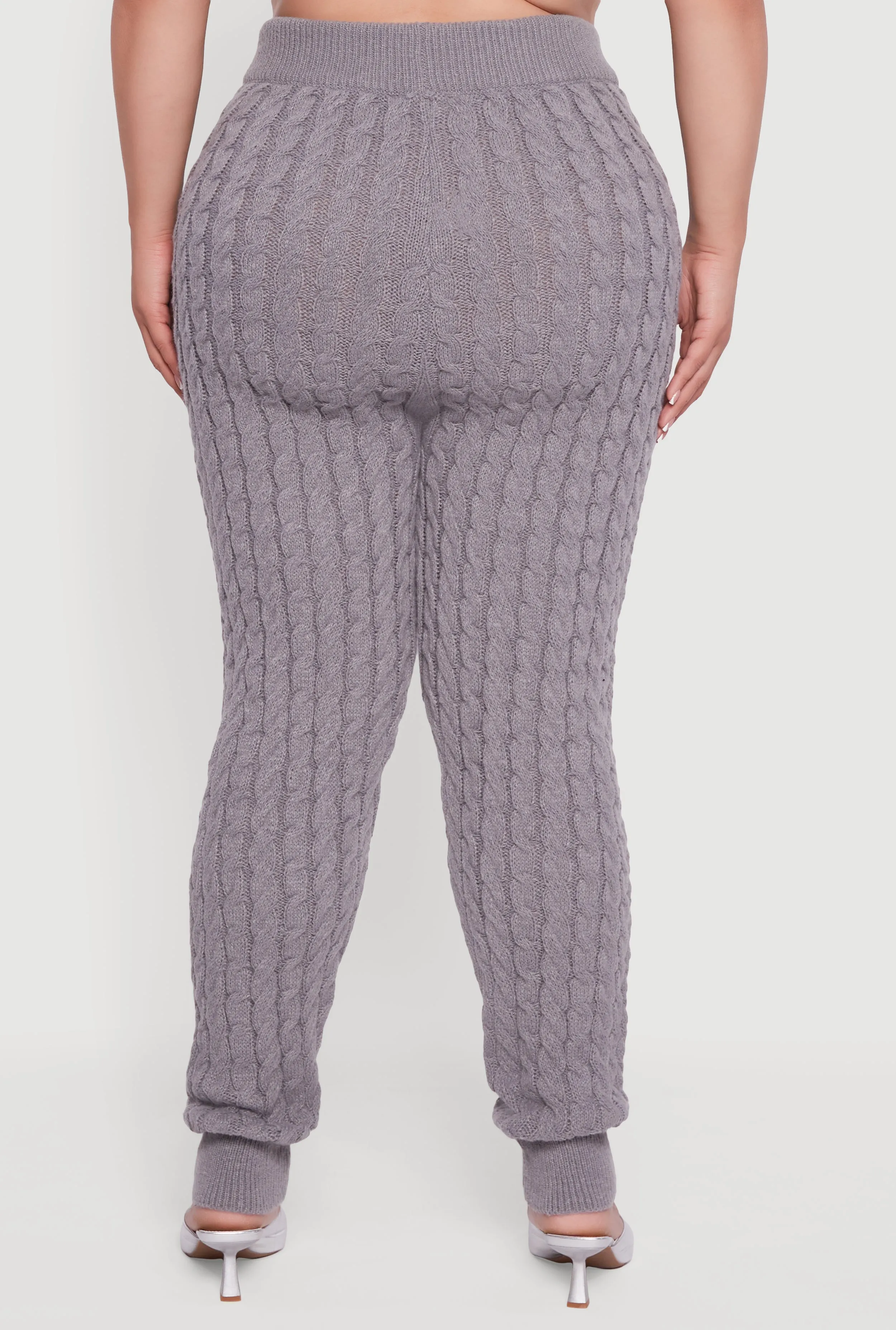 Plus Size High Waisted Cable Knit Joggers sold by Rainbow product image thumbnail 5