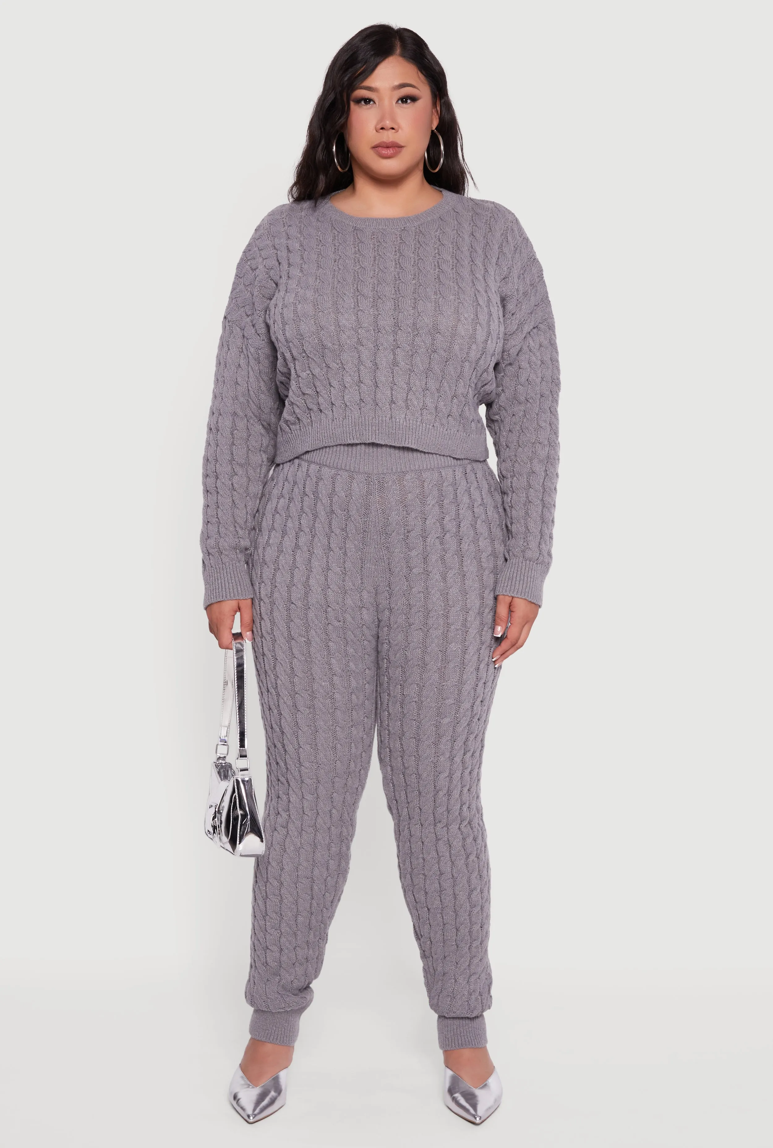 Plus Size High Waisted Cable Knit Joggers sold by Rainbow product image thumbnail 2