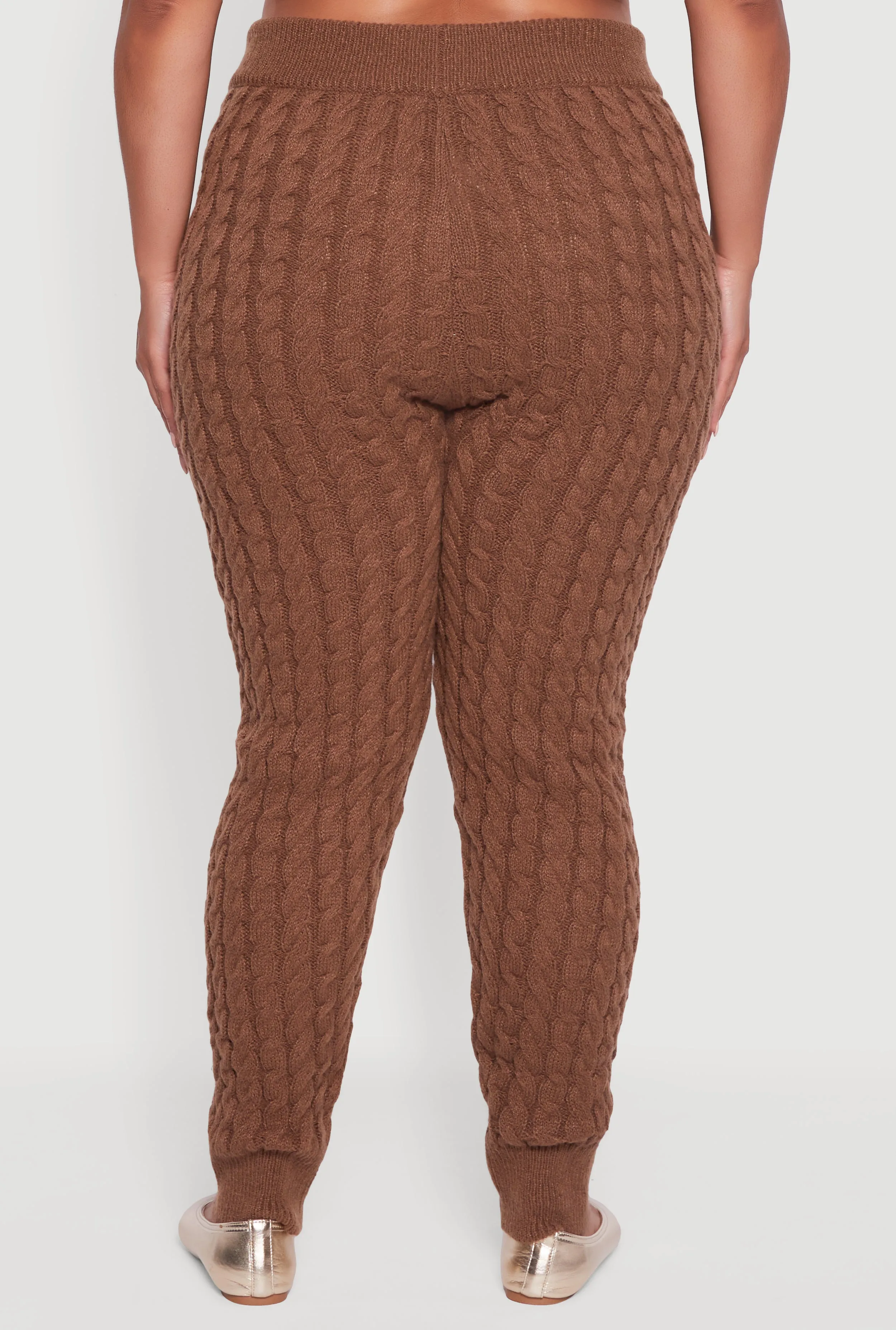 Plus Size High Waisted Cable Knit Joggers sold by Rainbow product image thumbnail 5