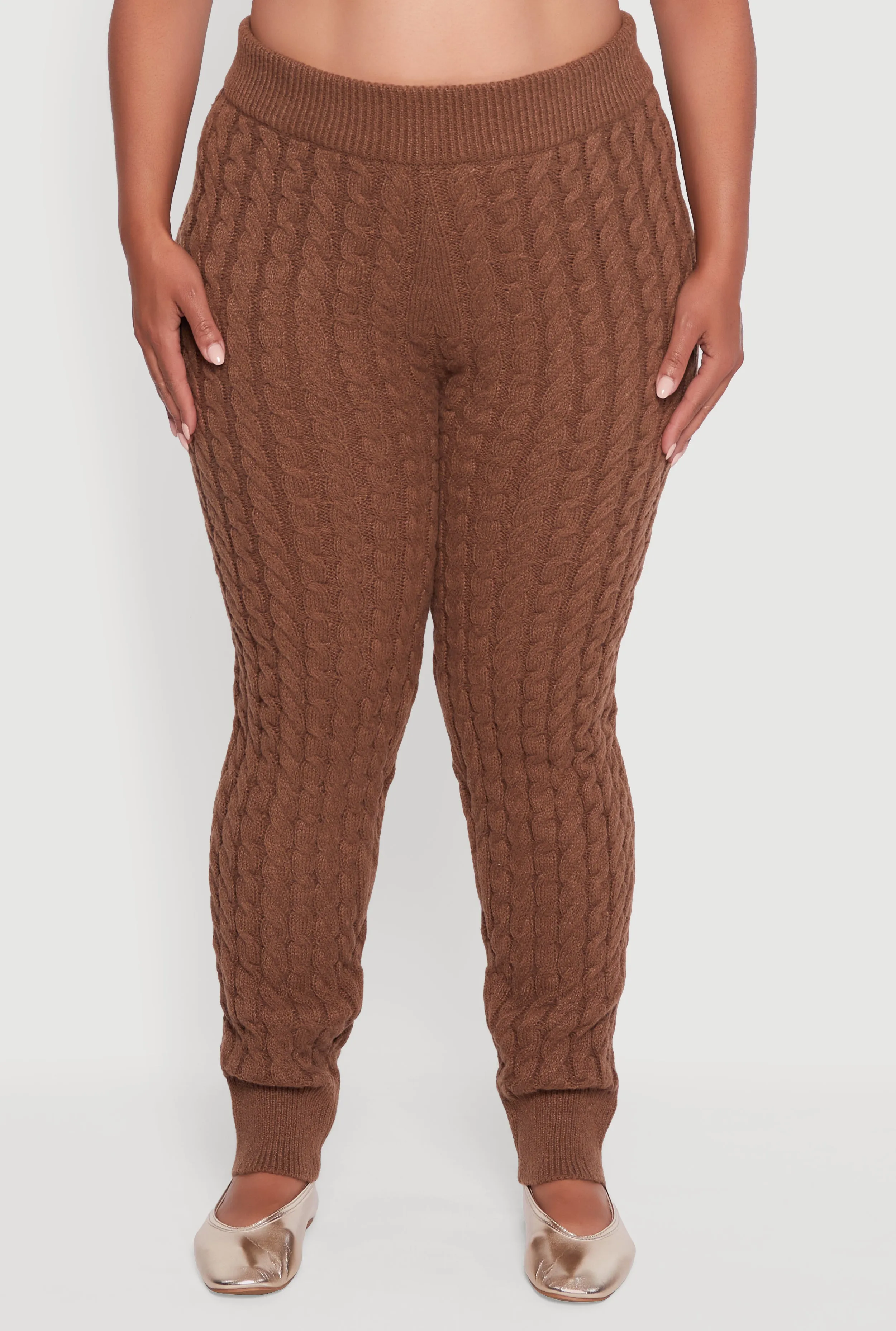Plus Size High Waisted Cable Knit Joggers sold by Rainbow product image thumbnail 3
