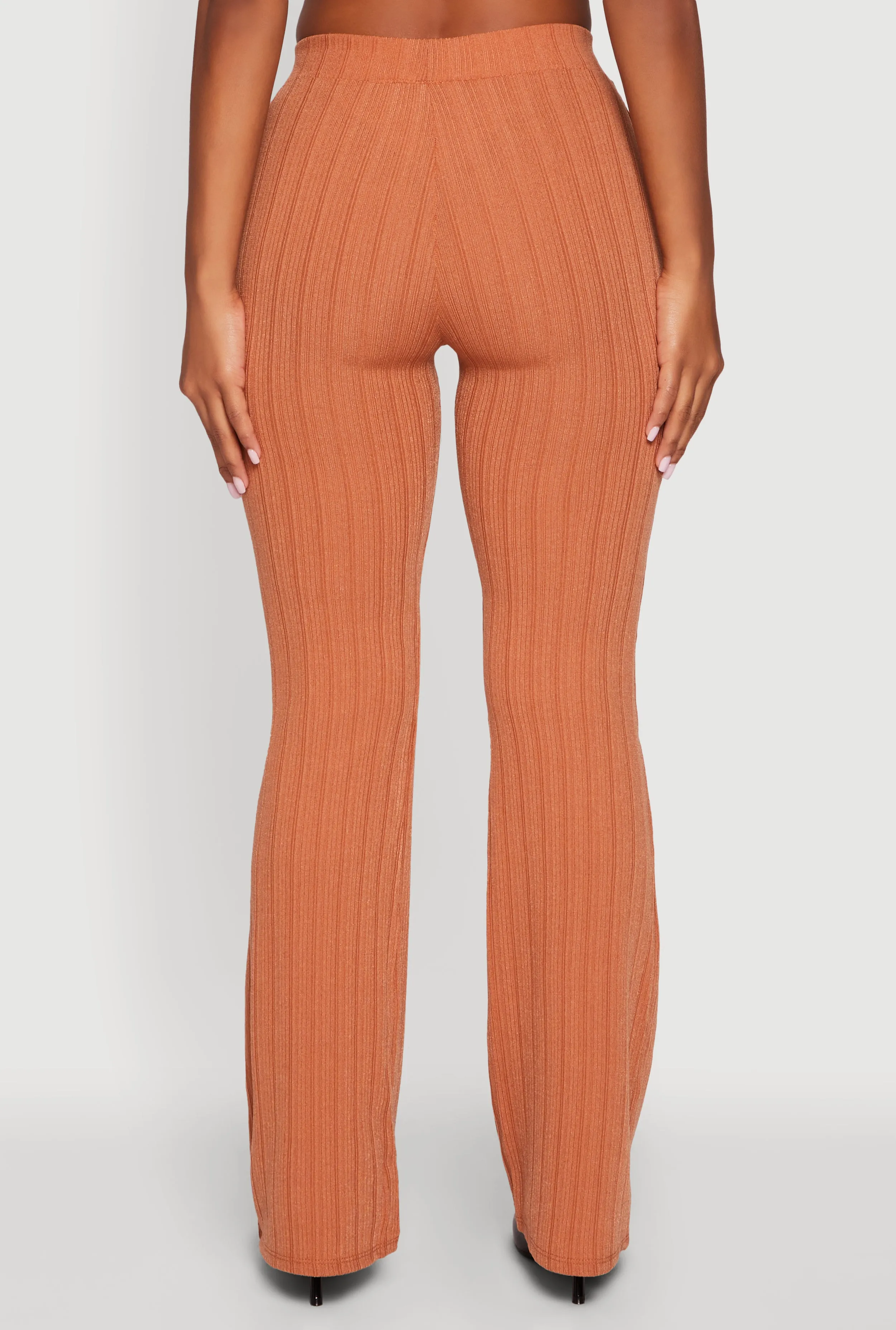 High Waisted Ribbed Knit Flared Pants sold by Rainbow product image thumbnail 5