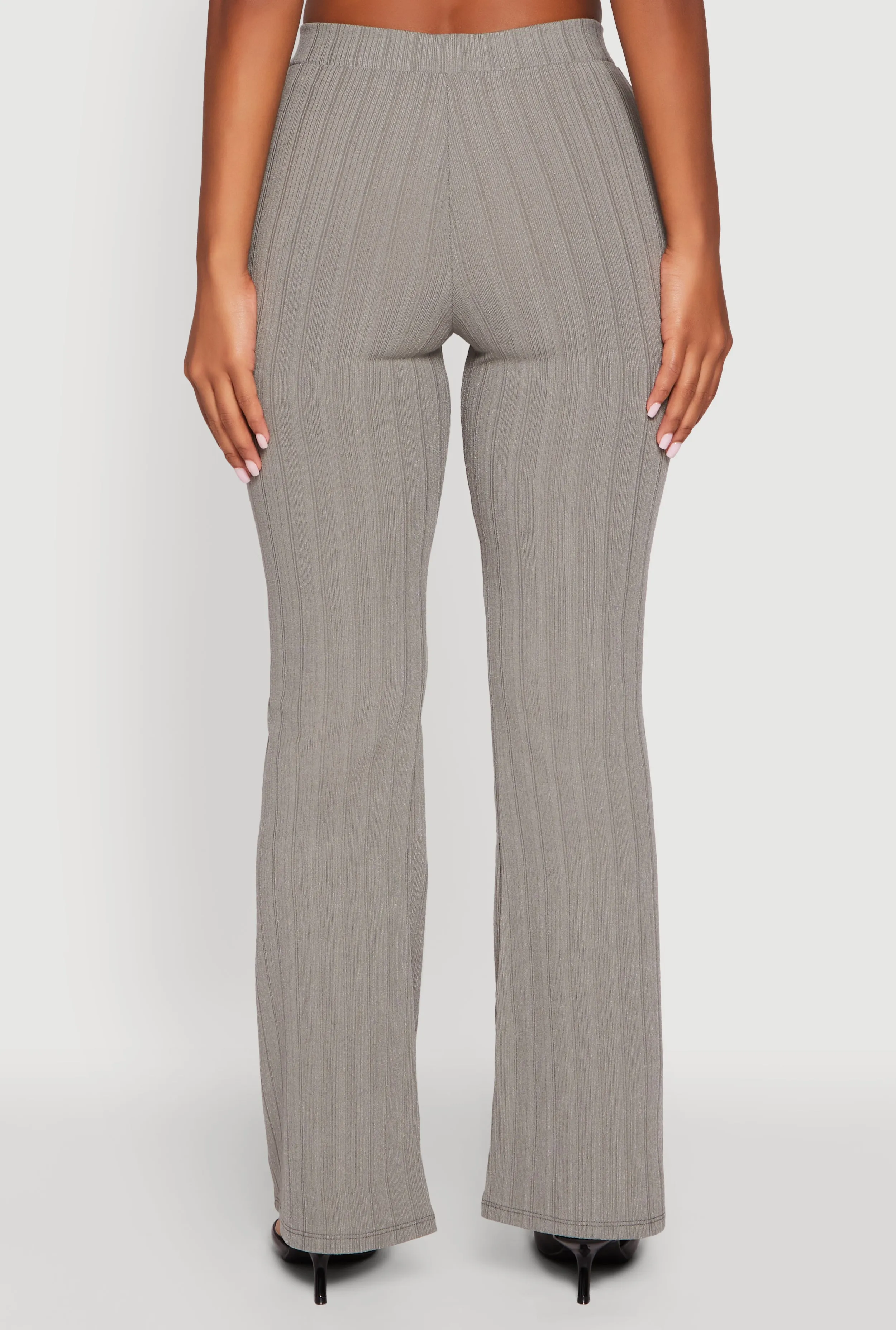 High Waisted Ribbed Knit Flared Pants sold by Rainbow product image thumbnail 5