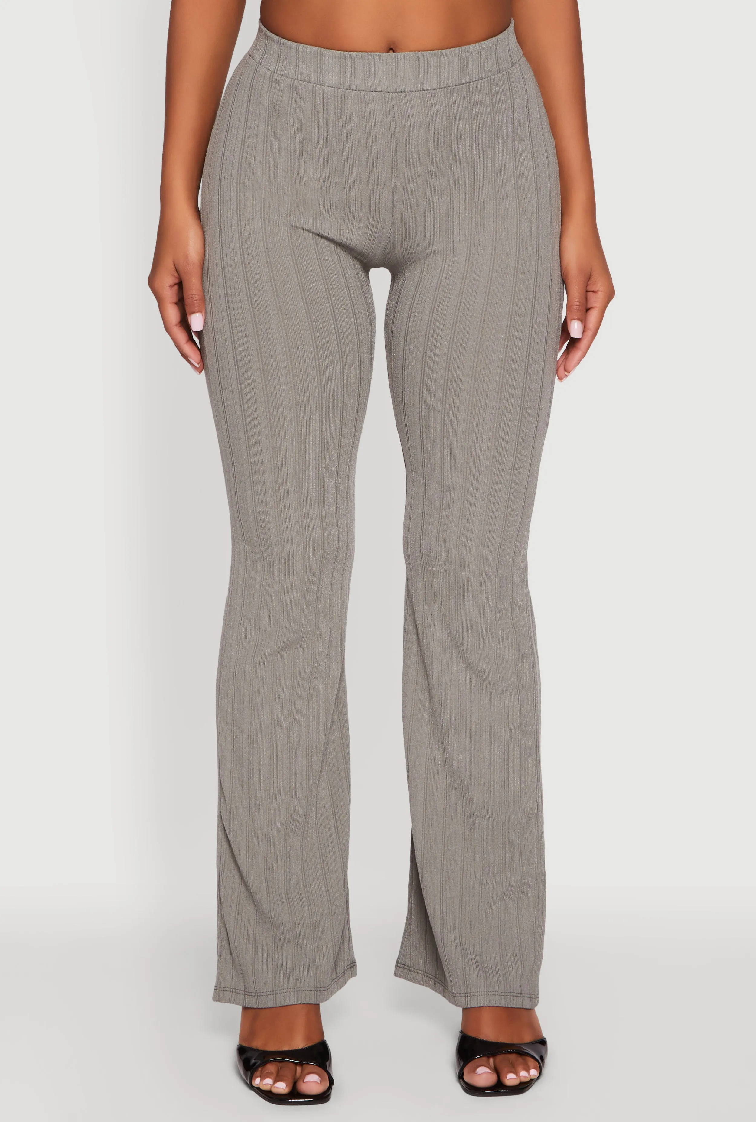 High Waisted Ribbed Knit Flared Pants sold by Rainbow product image thumbnail 3
