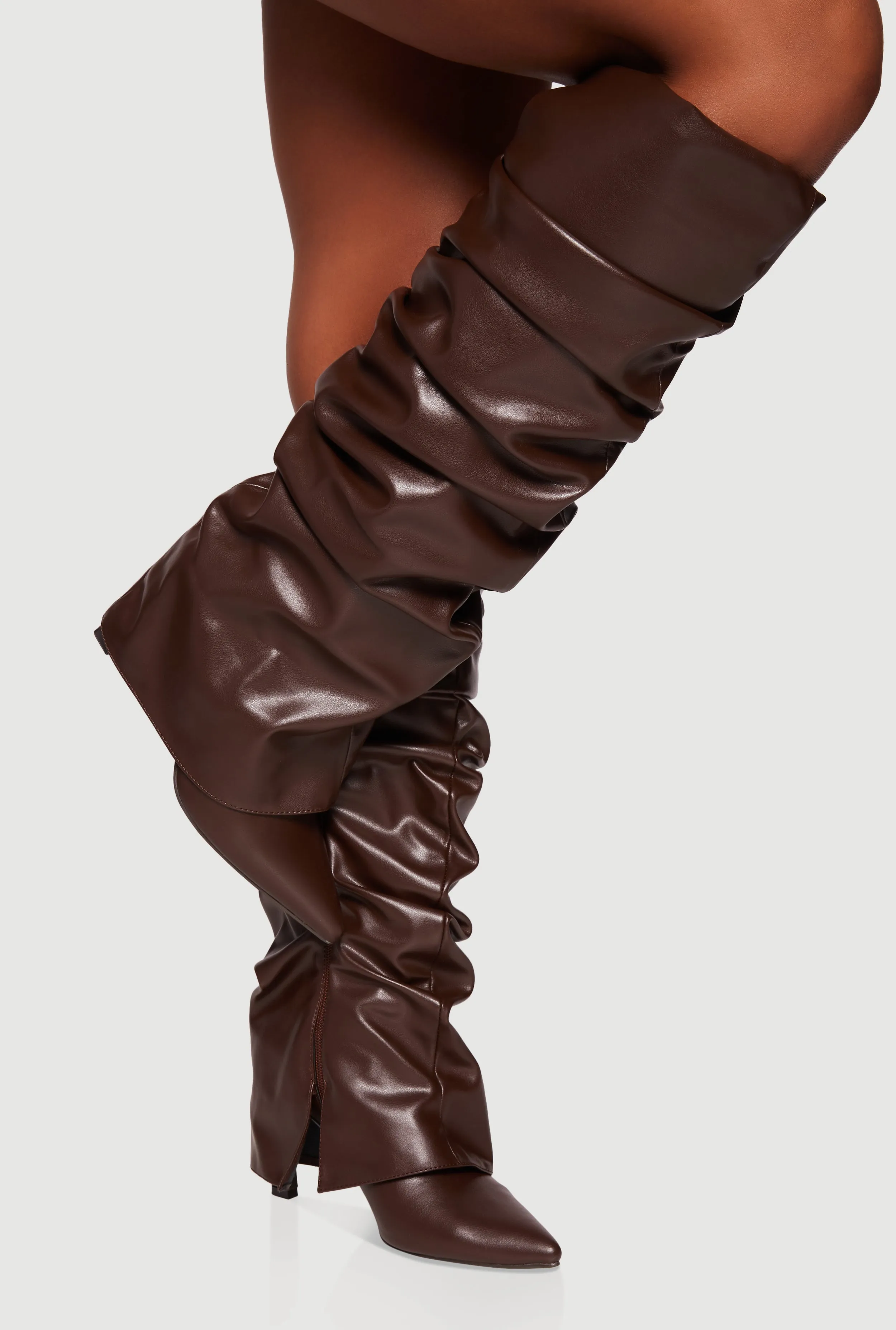 Pointy Toe Stiletto Knee High Slouch Boots sold by Rainbow