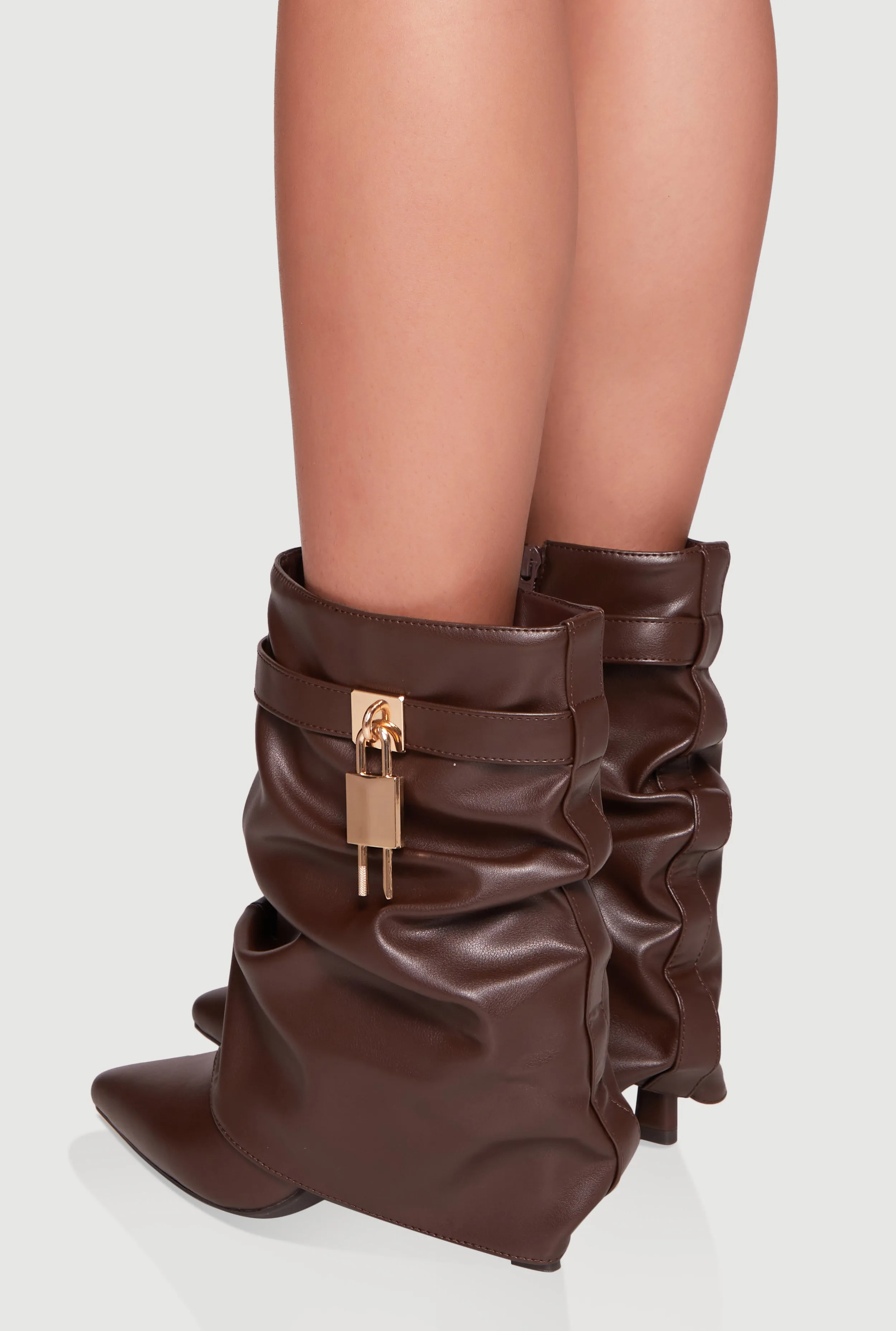 Metallic Lock Charm Stiletto Pointy Toe Booties sold by Rainbow product image thumbnail 3