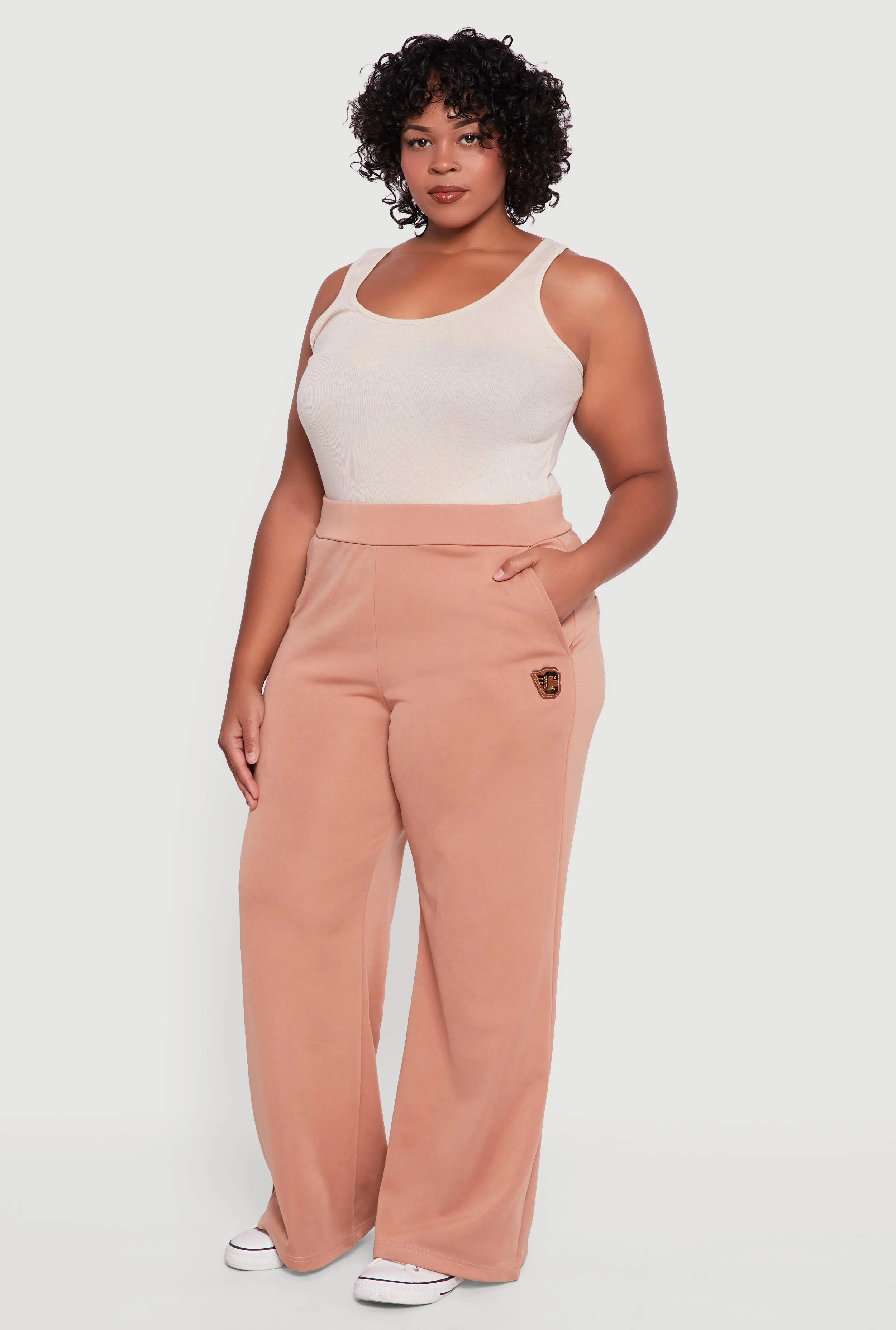 Plus Size Fleece Lined Metallic Patch Wide Leg Pants sold by Rainbow product image thumbnail 2