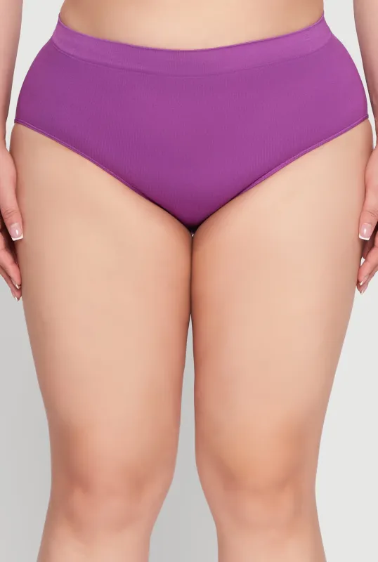 Plus Size Seamless Rib Knit Hipster Panty sold by Rainbow