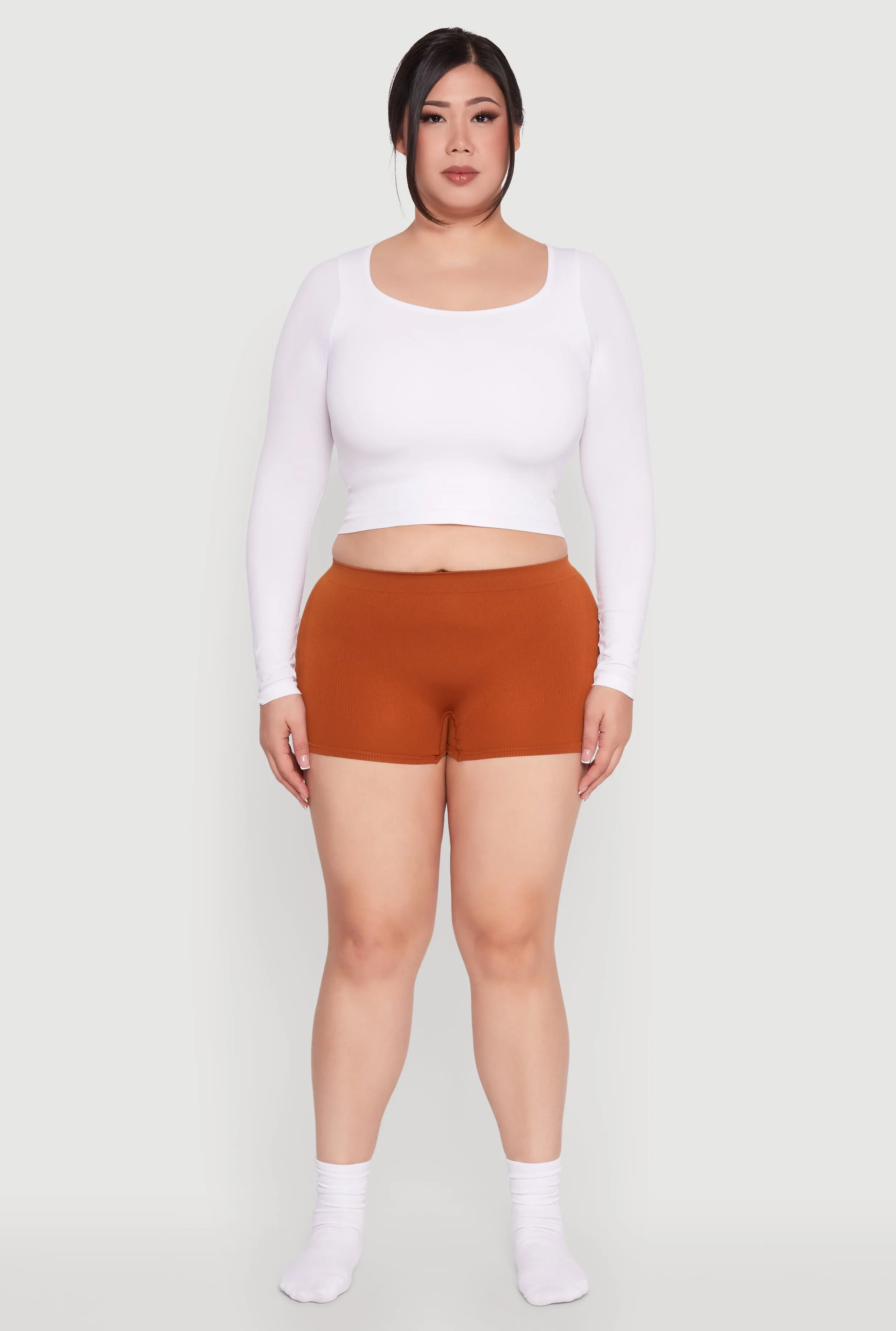 Plus Size Rib Knit Seamless Boyshort Panty sold by Rainbow product image thumbnail 2