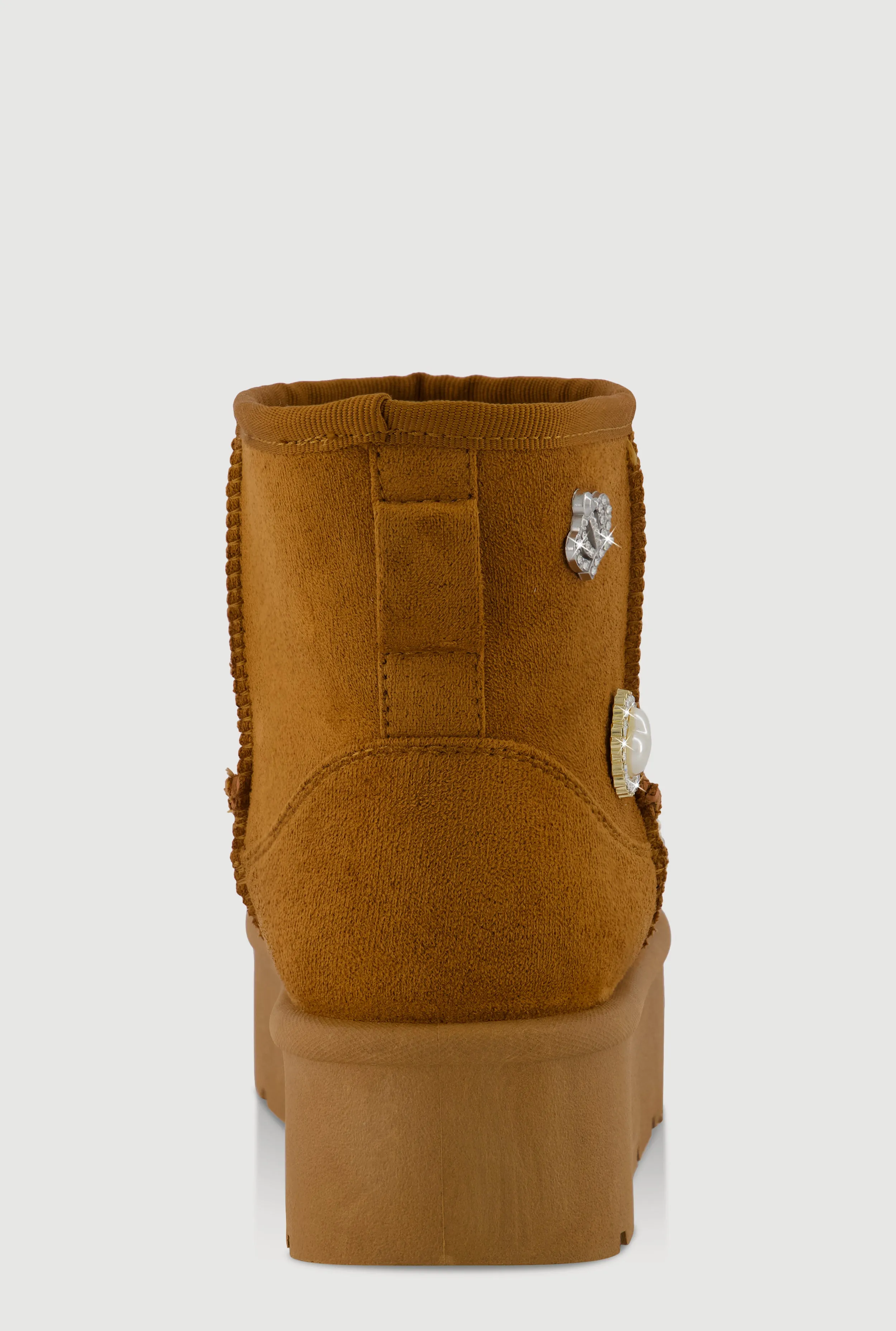 Faux Suede Platform Booties with Rhinestone Charms sold by Rainbow product image thumbnail 3