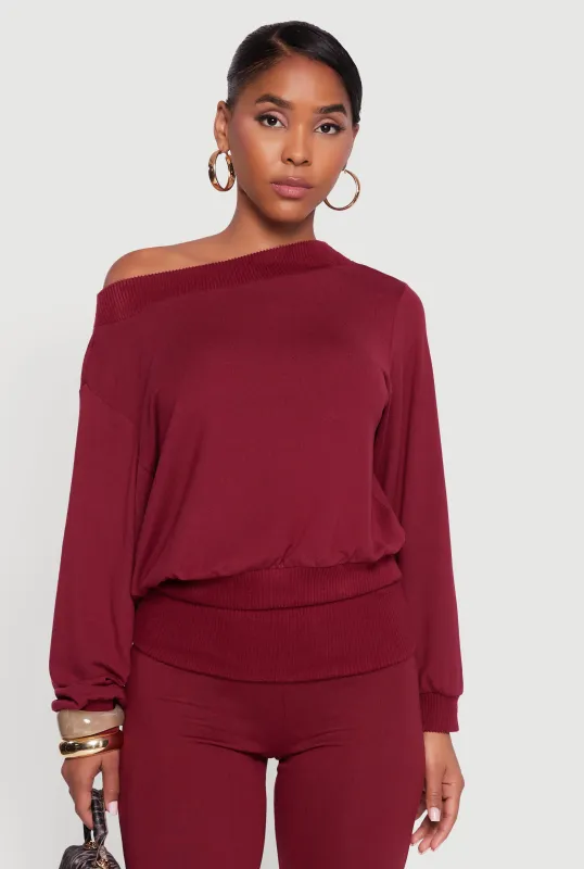 Off The Shoulder Long Sleeve Pullover Sweatshirt sold by Rainbow