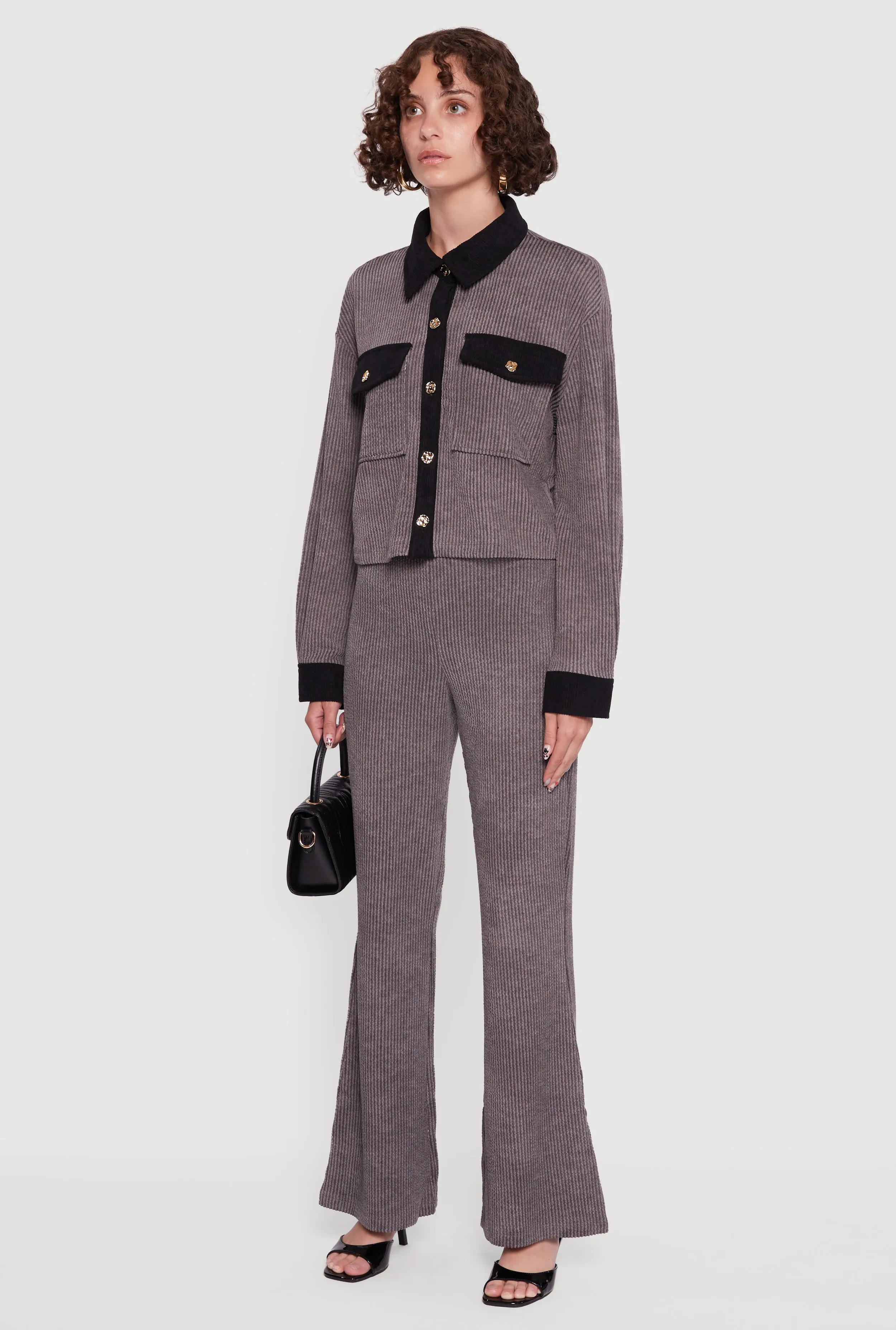 Corduroy Contrast Trim Button Front Shirt sold by Rainbow product image thumbnail 5