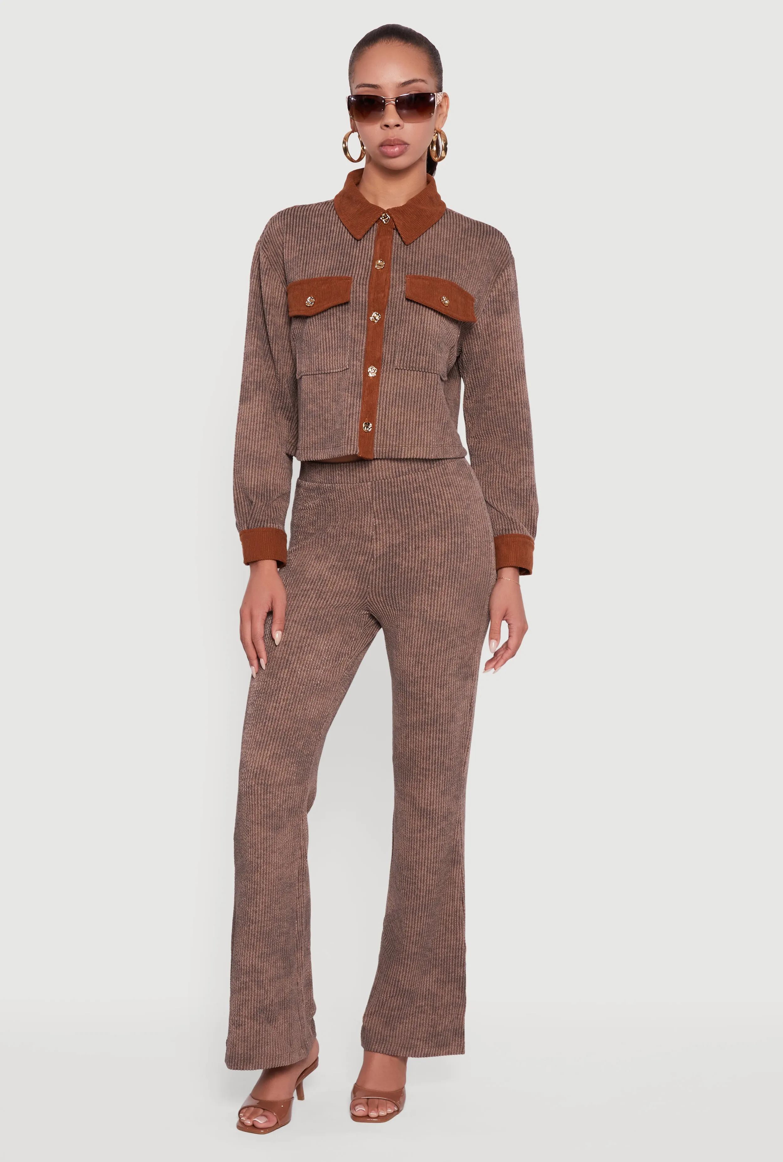 Corduroy Contrast Trim Button Front Shirt sold by Rainbow product image thumbnail 2