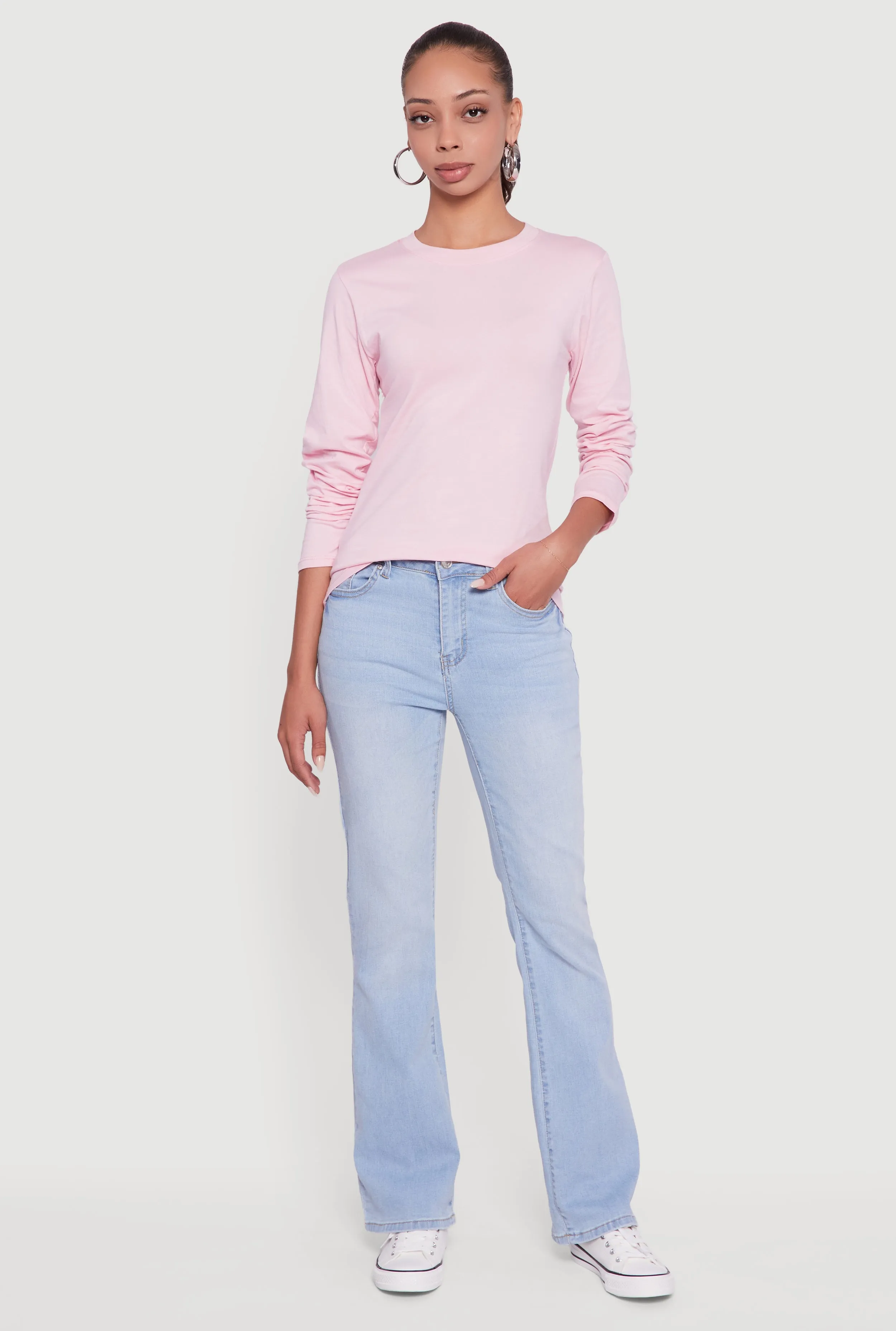 Long Sleeve Basic Crew Neck T-Shirt sold by Rainbow