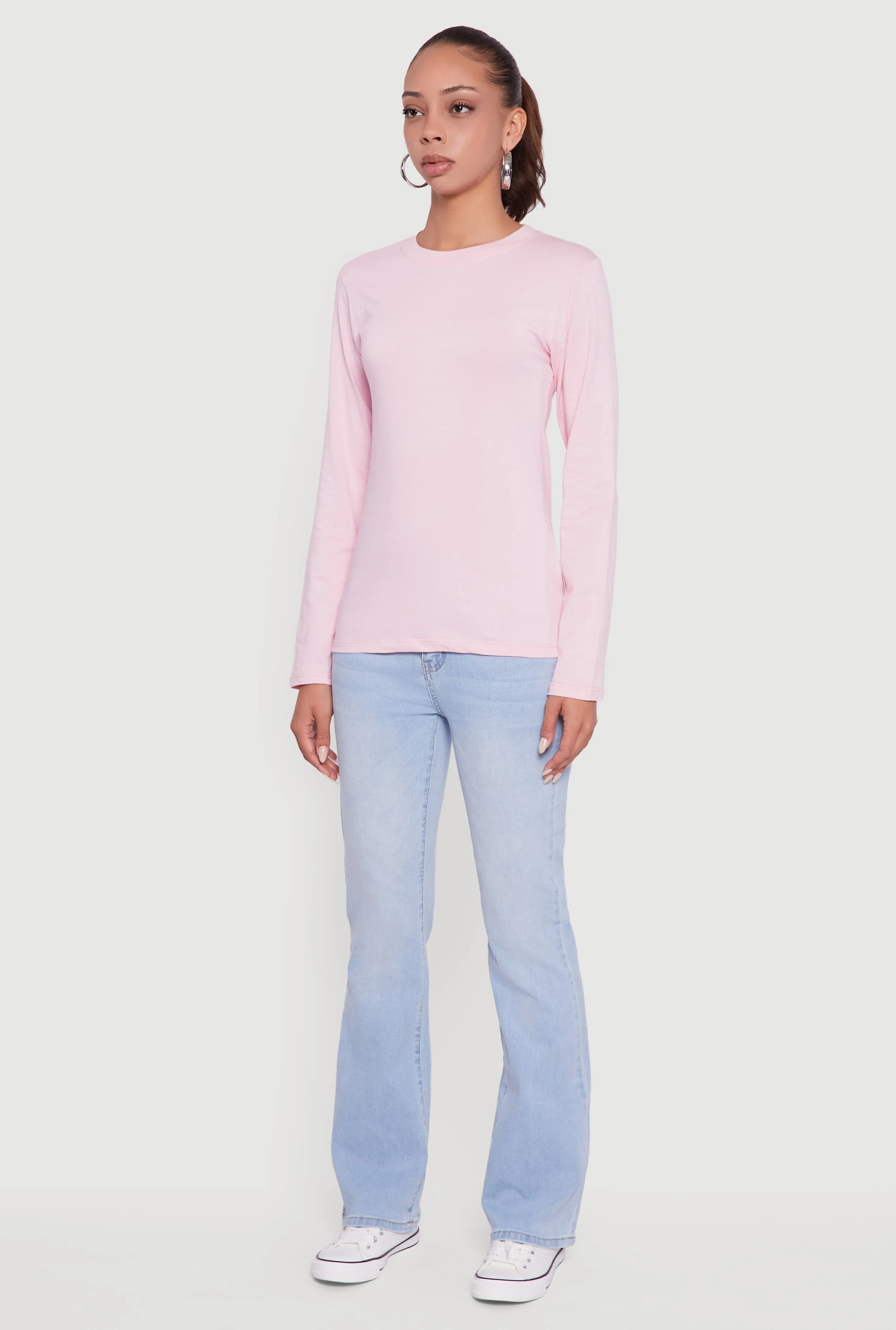 Long Sleeve Basic Crew Neck T-Shirt sold by Rainbow product image thumbnail 5