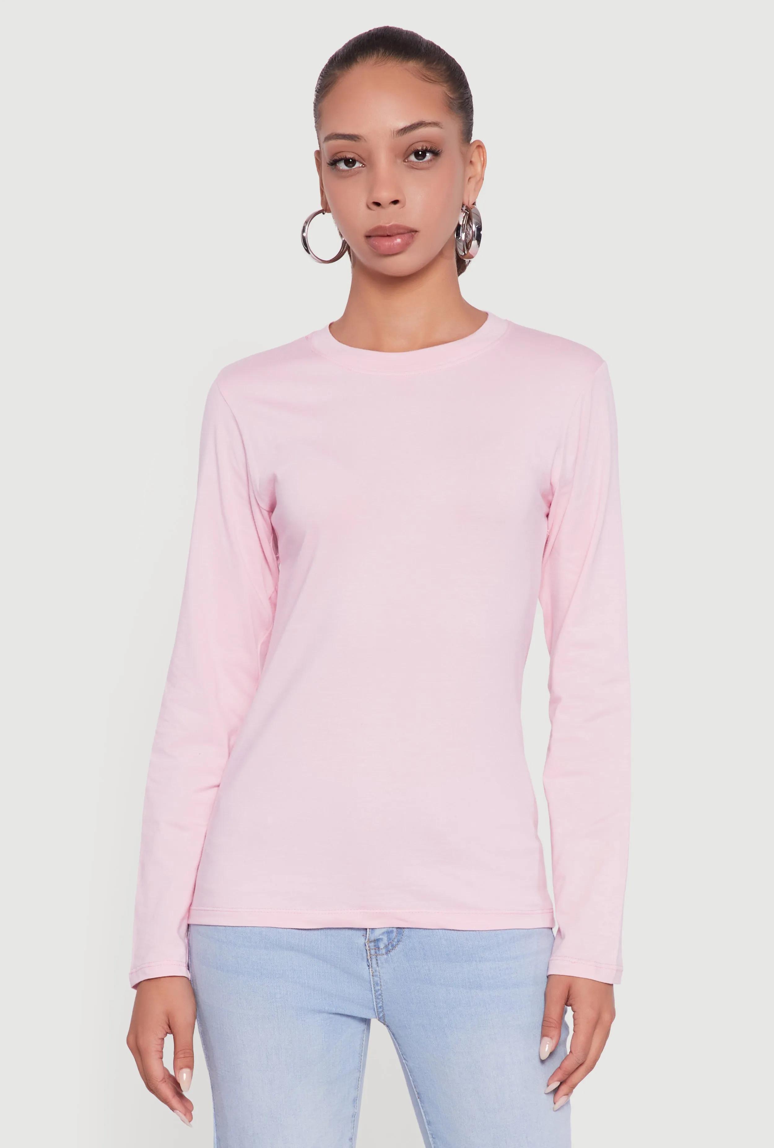 Long Sleeve Basic Crew Neck T-Shirt sold by Rainbow product image thumbnail 2