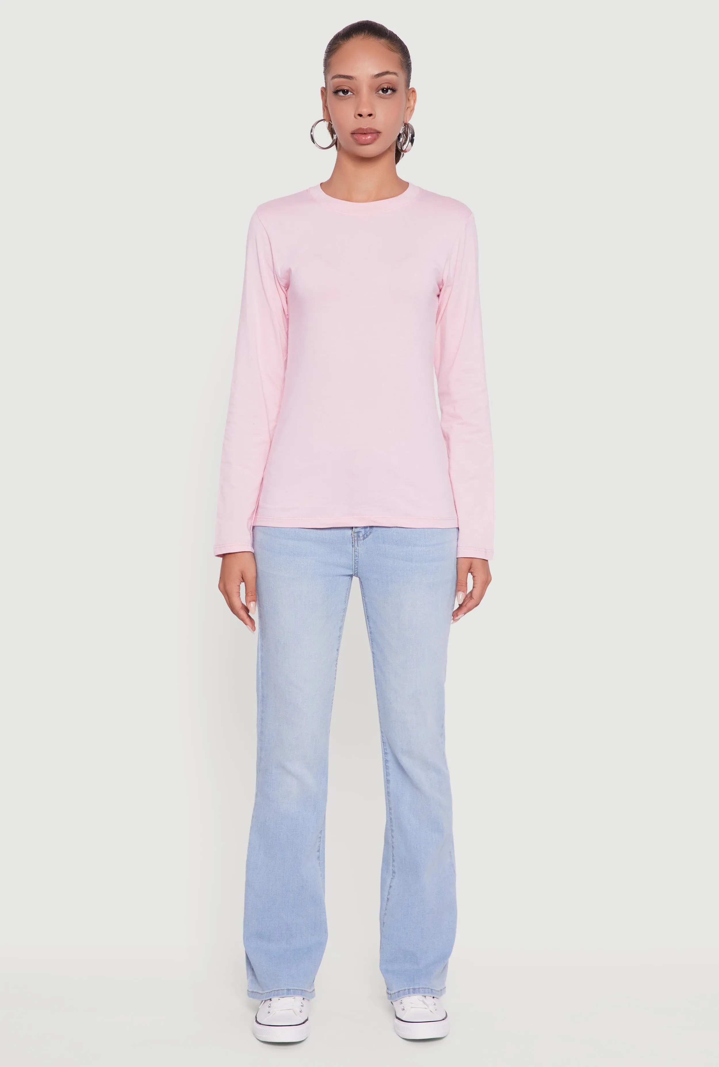 Long Sleeve Basic Crew Neck T-Shirt sold by Rainbow product image thumbnail 3