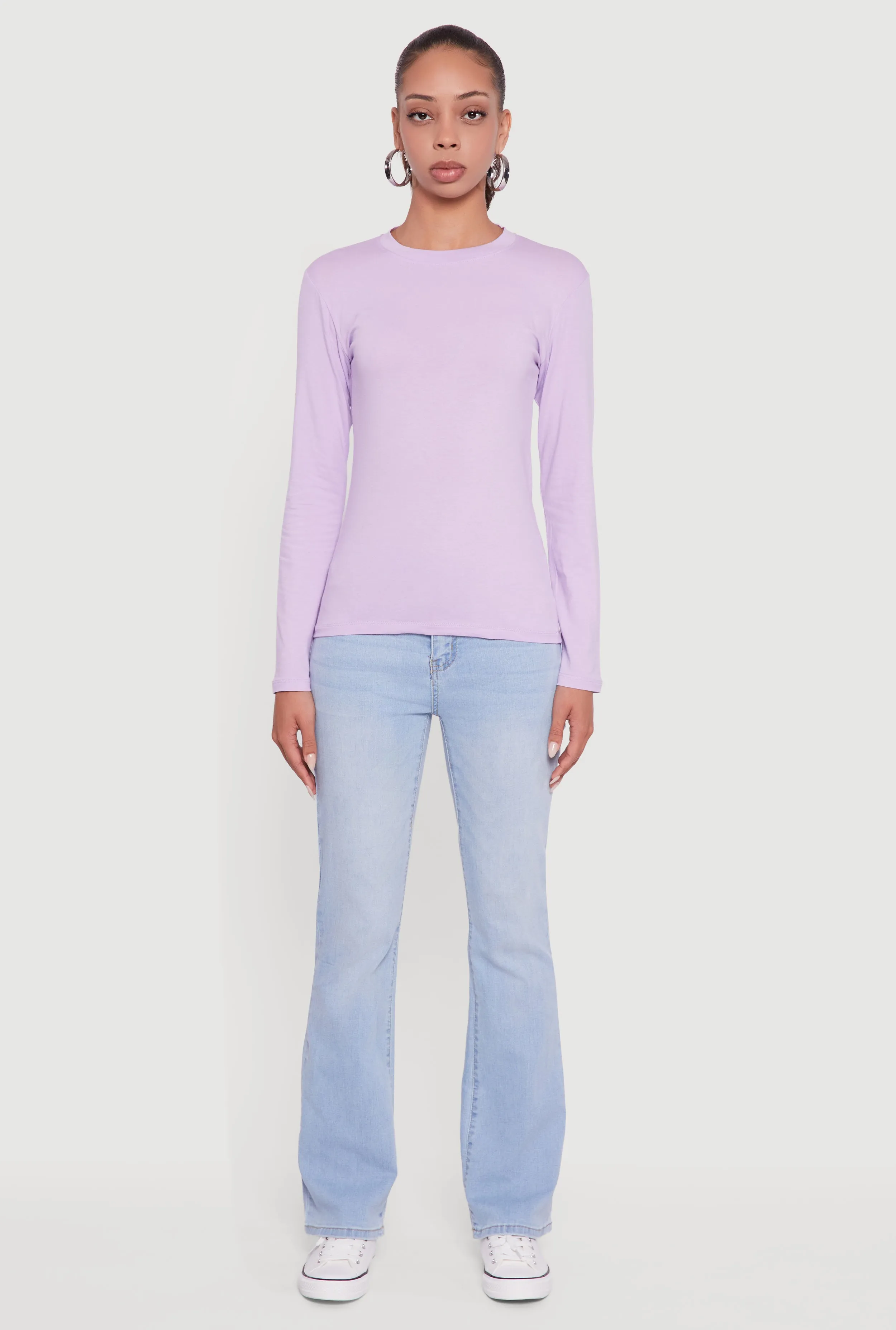 Long Sleeve Basic Crew Neck T-Shirt sold by Rainbow product image thumbnail 3