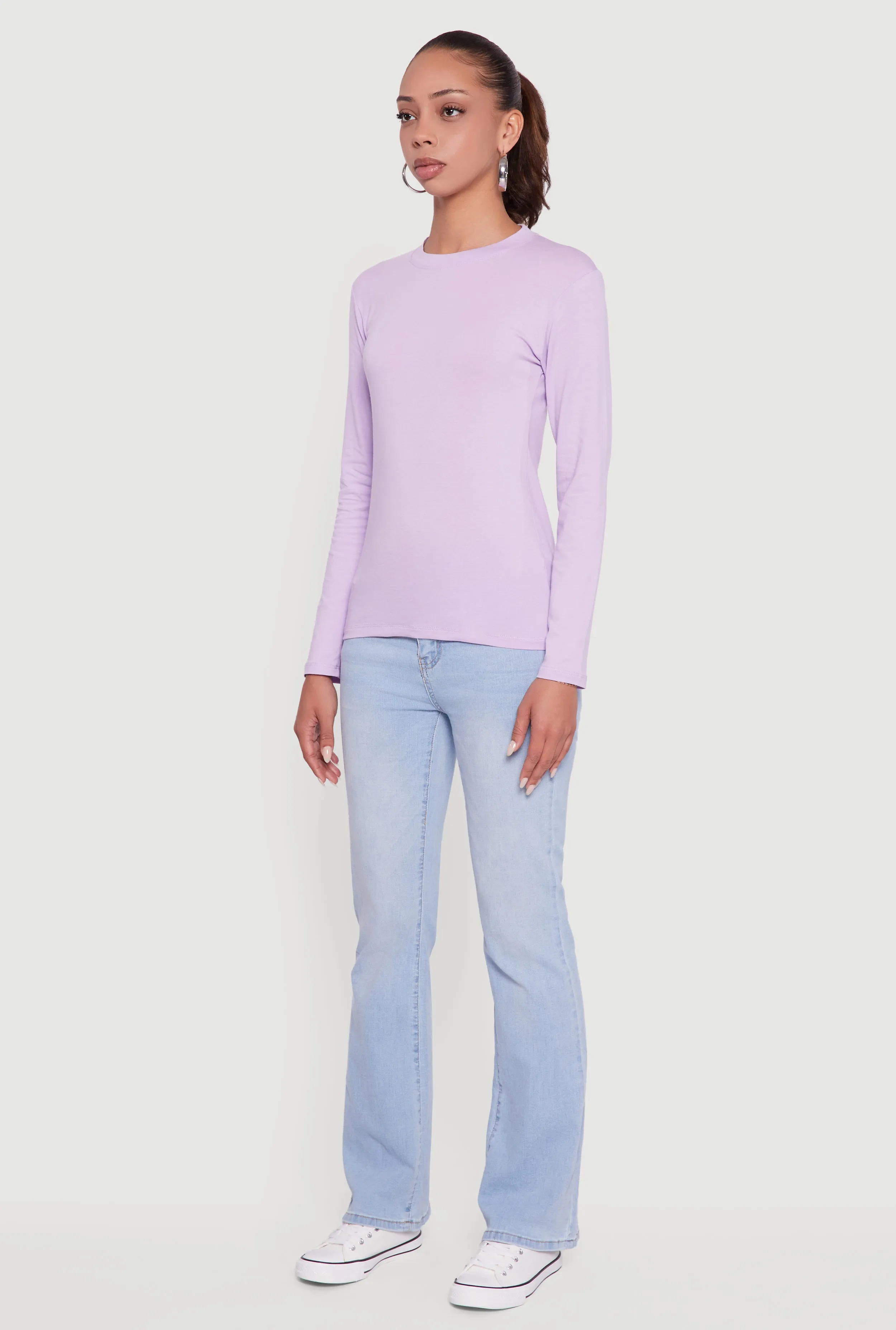 Long Sleeve Basic Crew Neck T-Shirt sold by Rainbow product image thumbnail 5