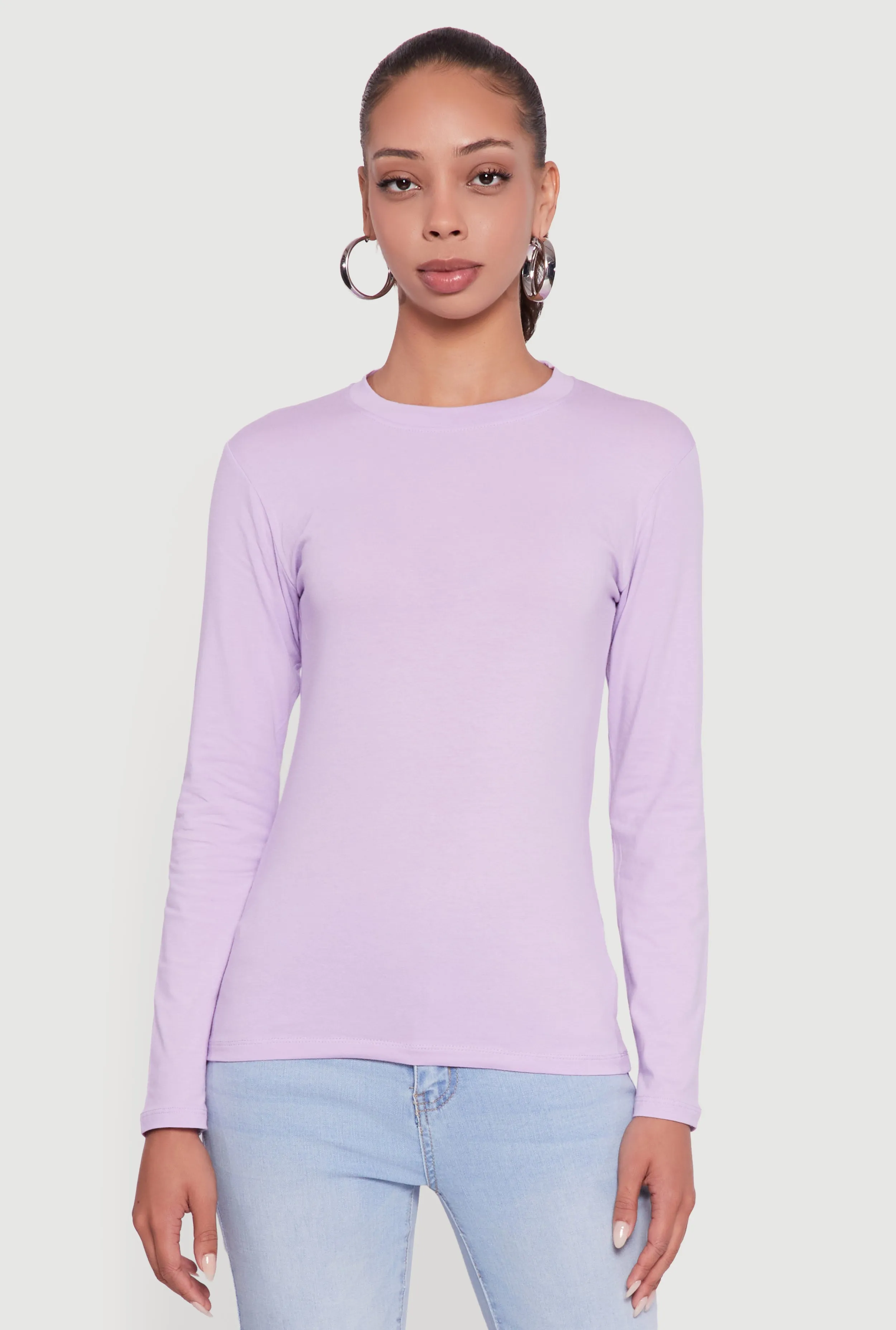 Long Sleeve Basic Crew Neck T-Shirt sold by Rainbow product image thumbnail 2