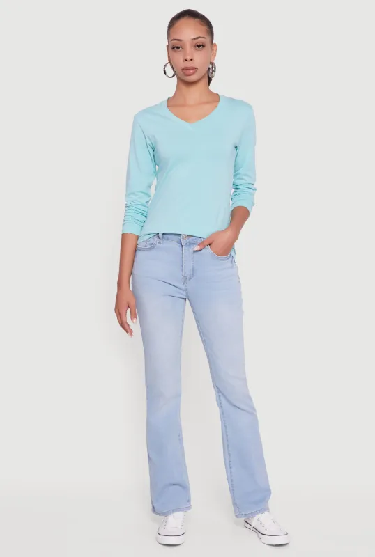 V-Neck Long Sleeve Solid T-Shirt sold by Rainbow