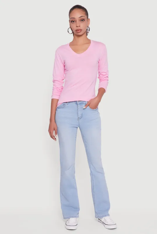 V-Neck Long Sleeve Solid T-Shirt sold by Rainbow