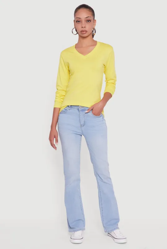 V-Neck Long Sleeve Solid T-Shirt sold by Rainbow