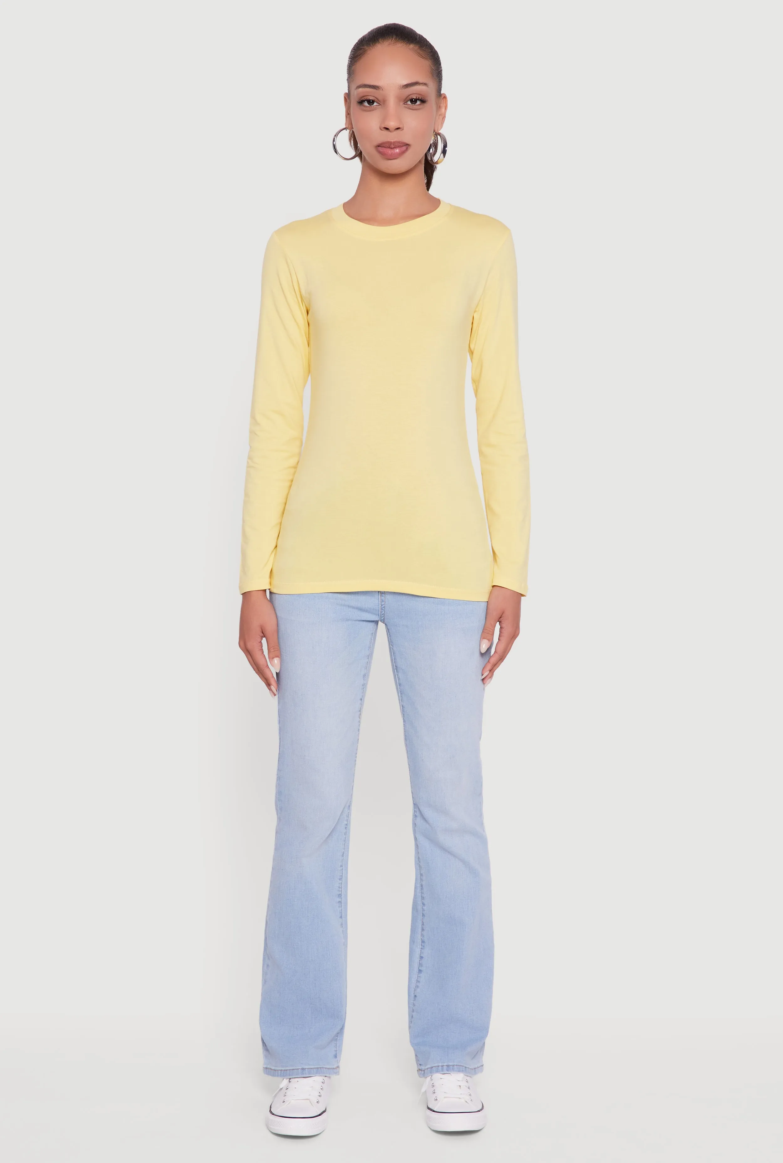 Long Sleeve Basic Crew Neck T-Shirt sold by Rainbow product image thumbnail 3