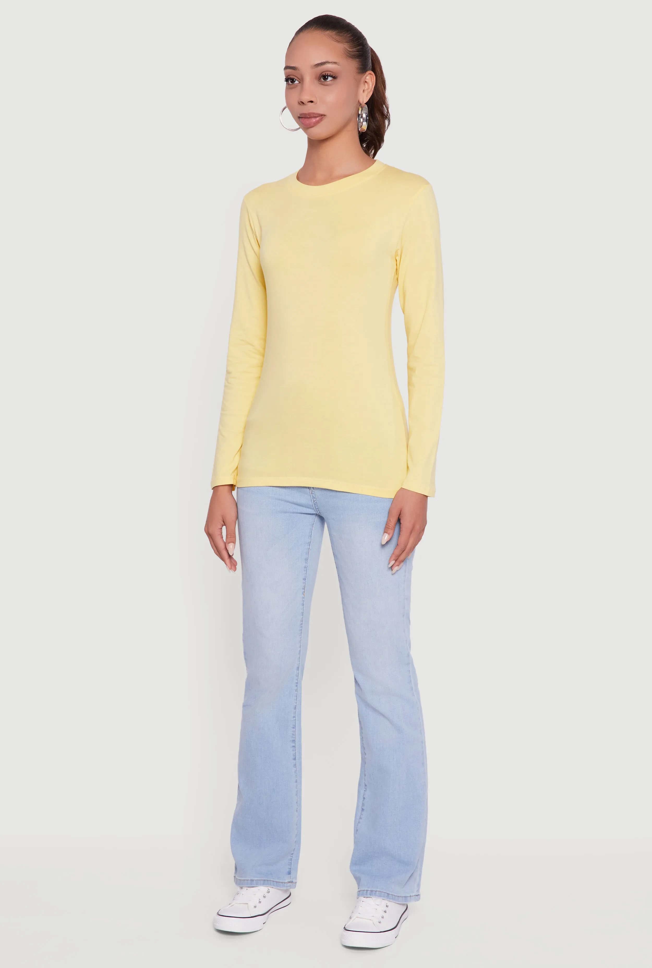 Long Sleeve Basic Crew Neck T-Shirt sold by Rainbow product image thumbnail 5