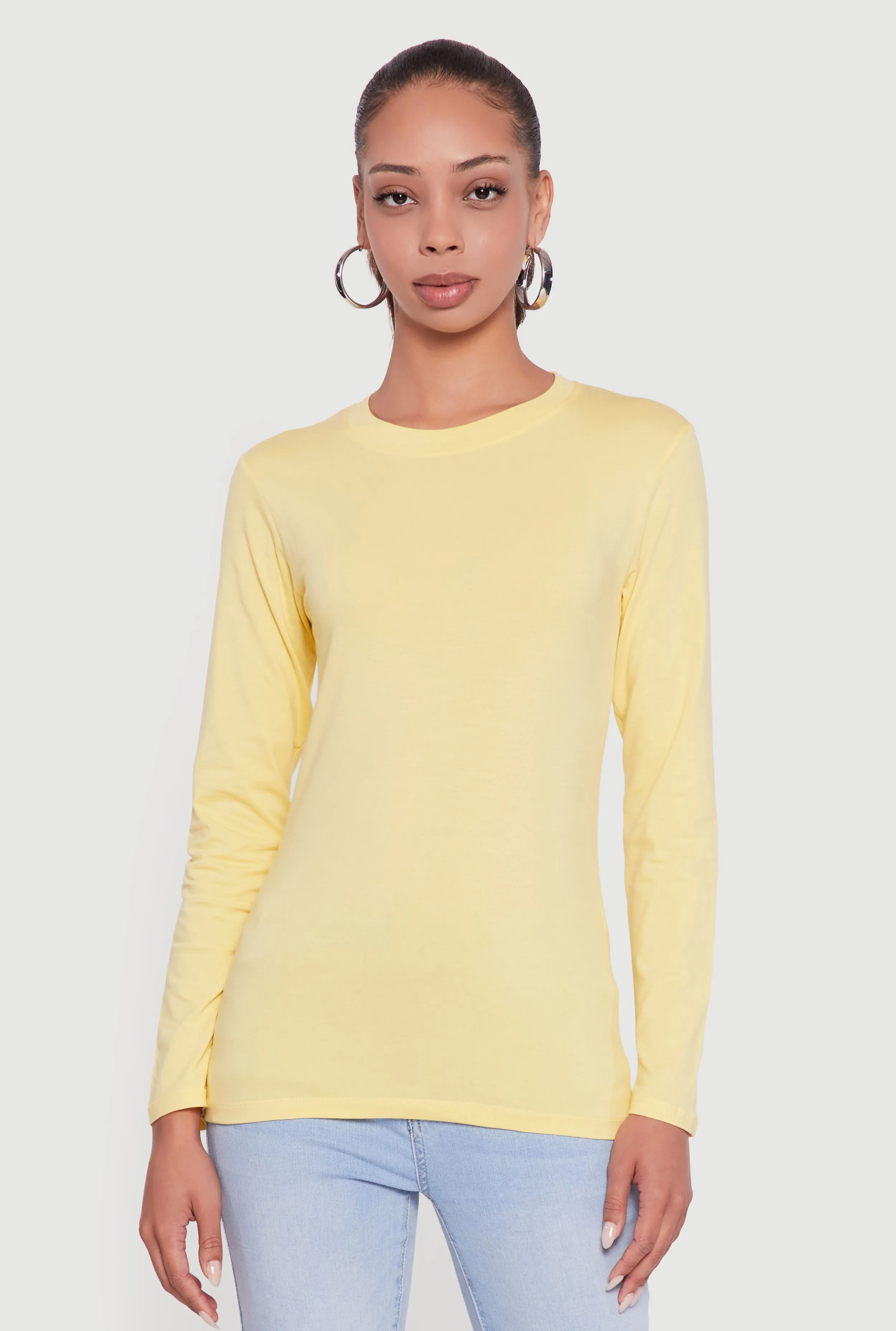 Long Sleeve Basic Crew Neck T-Shirt sold by Rainbow product image thumbnail 2