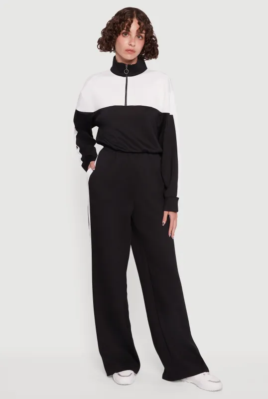 Side Stripe Elastic Waist Wide Leg Sweatpants sold by Rainbow