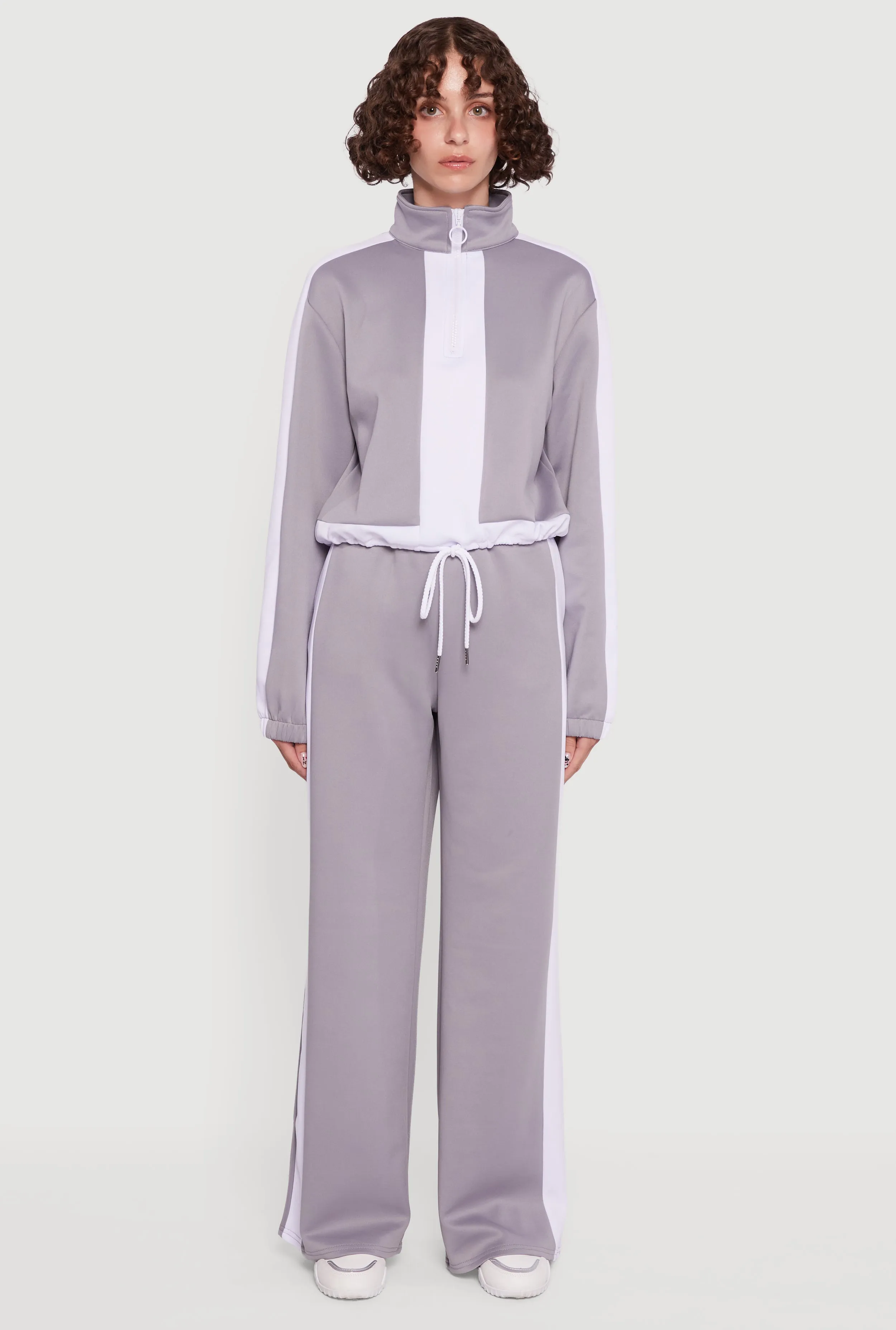 Contrast Trim Half Zip Drawstring Hem Pullover Top sold by Rainbow product image thumbnail 3