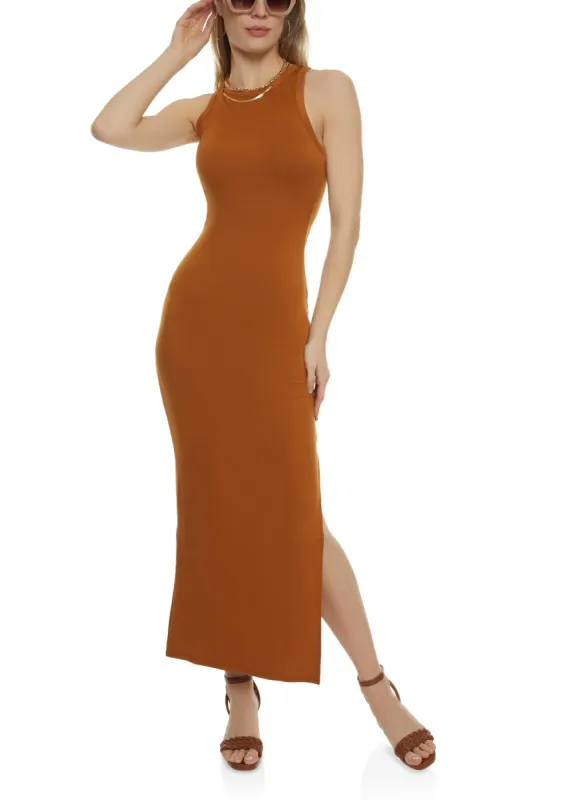 Basic Side Slit Maxi Tank Dress sold by Rainbow