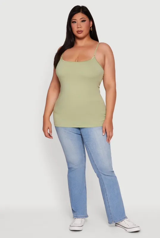 Plus Size Basic Scoop Neck Cami with Shelf Bra sold by Rainbow