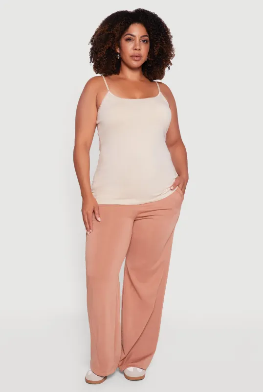 Plus Size Basic Scoop Neck Cami with Shelf Bra sold by Rainbow