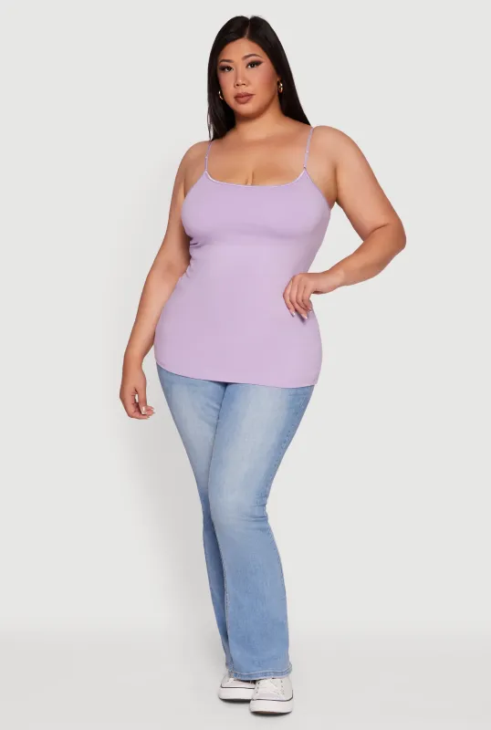 Plus Size Basic Scoop Neck Cami with Shelf Bra sold by Rainbow
