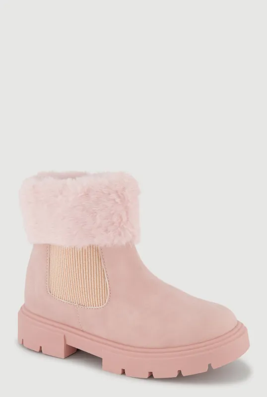 Girls Faux Fur Cuff Chelsea Boots sold by Rainbow