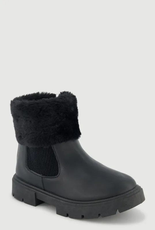 Girls Faux Fur Cuff Chelsea Boots sold by Rainbow