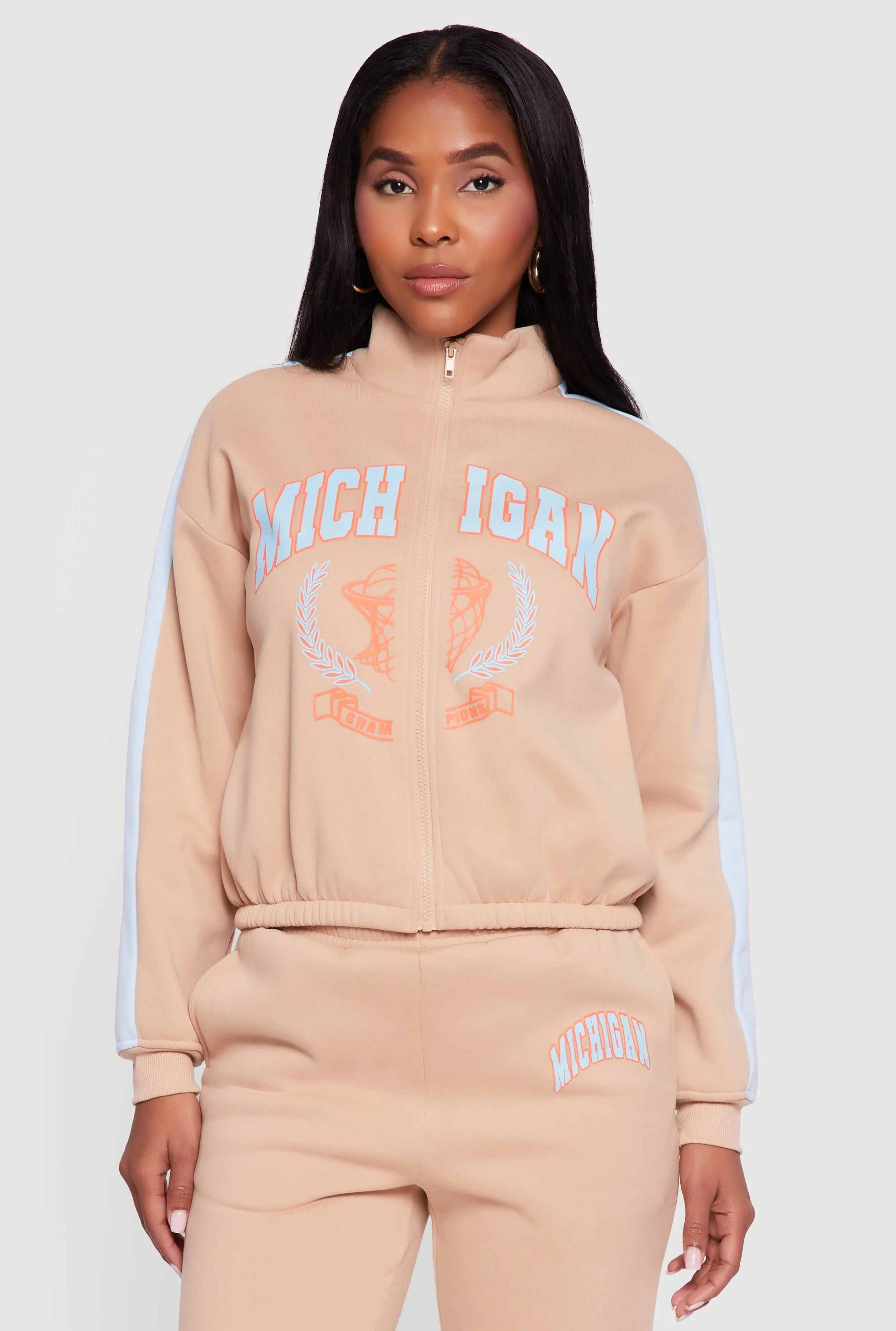 Side Stripe Zip Front Graphic Sweatshirt sold by Rainbow product image thumbnail 2