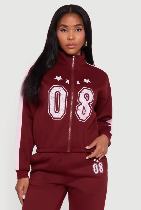 Side Stripe Zip Front Graphic Sweatshirt sold by Rainbow