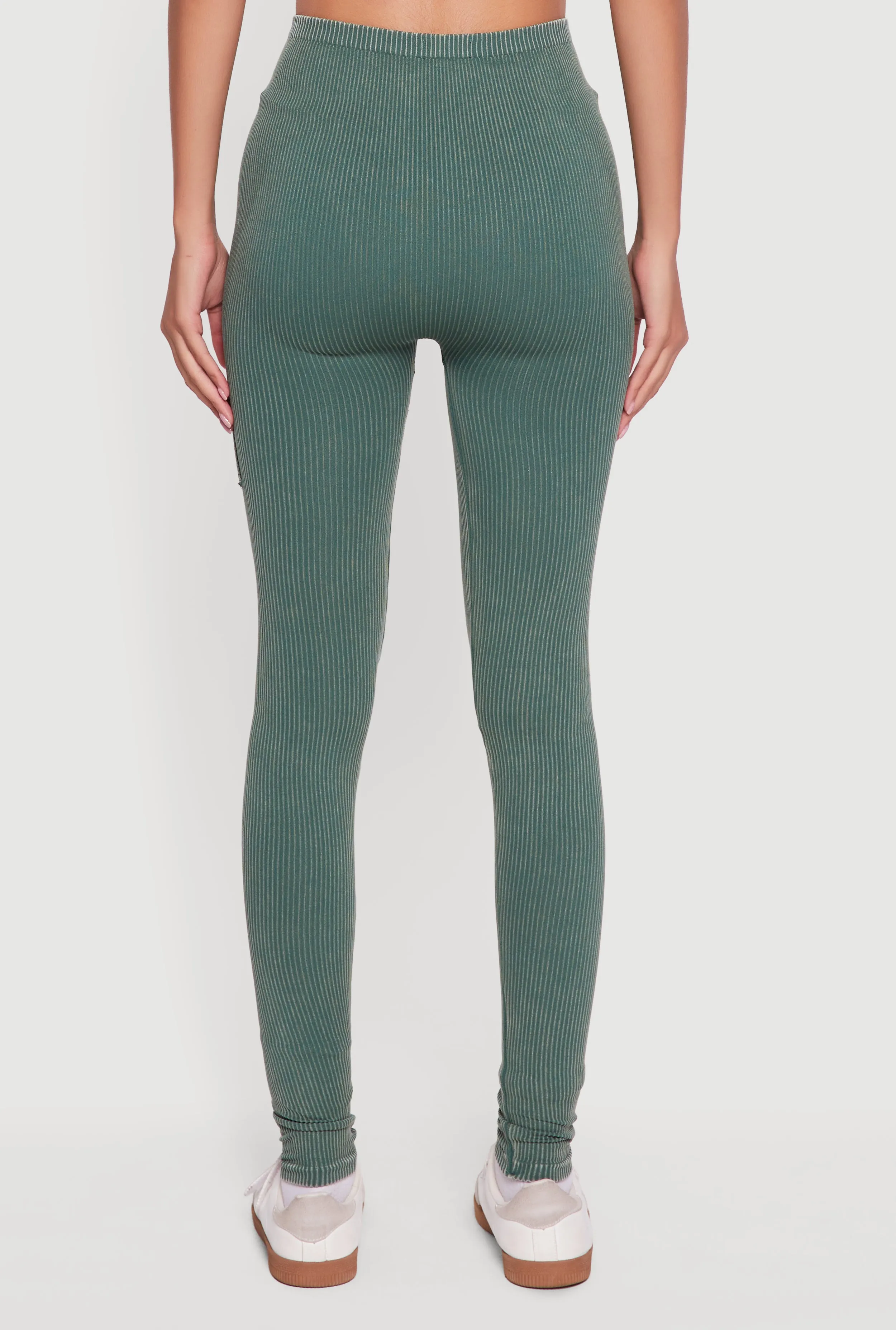 Decorative Stitch Acid Wash Ribbed Knit Leggings sold by Rainbow product image thumbnail 5