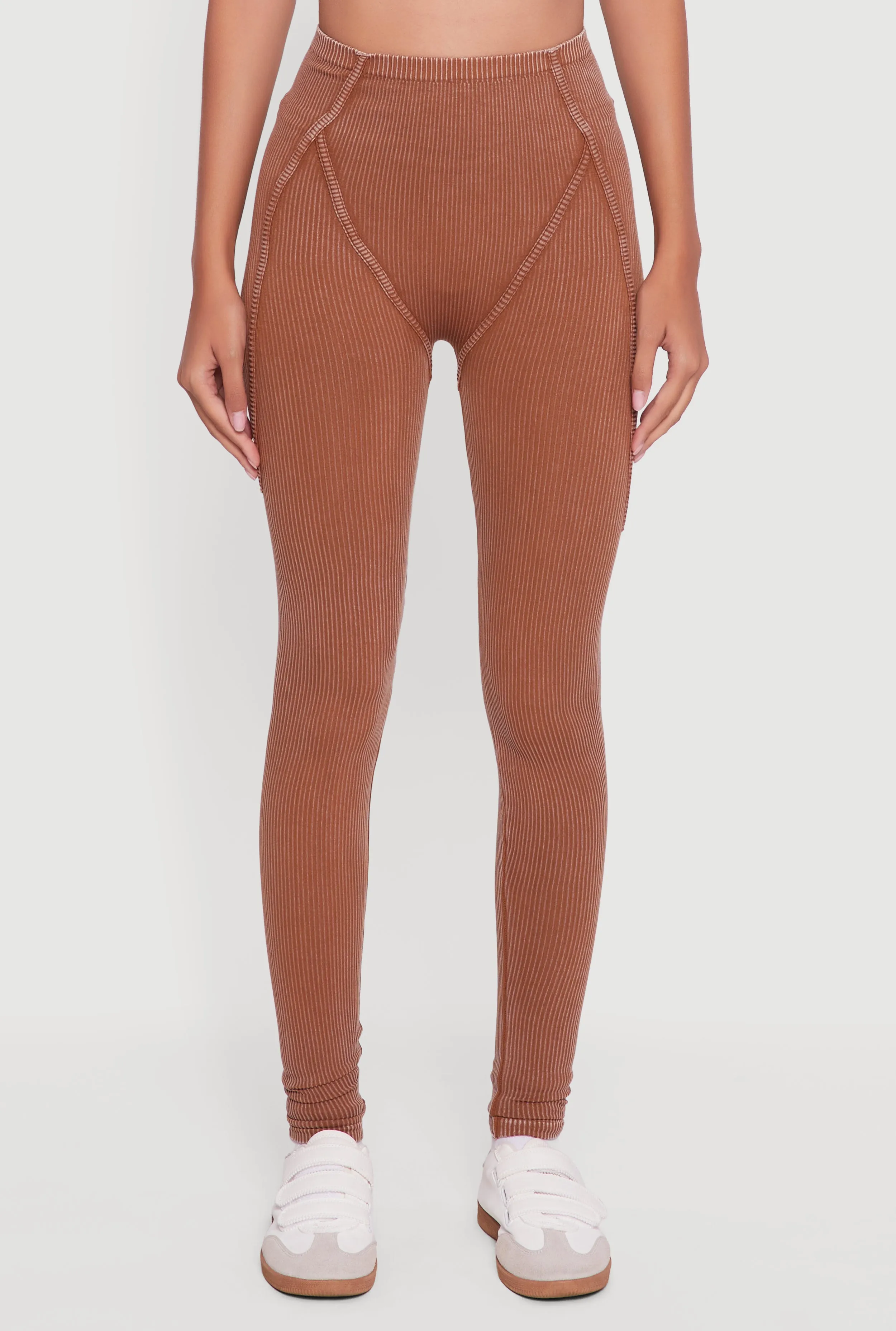 Decorative Stitch Acid Wash Ribbed Knit Leggings sold by Rainbow product image thumbnail 3