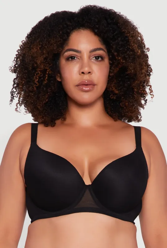 Plus Size Mesh Padded Plunge Bra sold by Rainbow